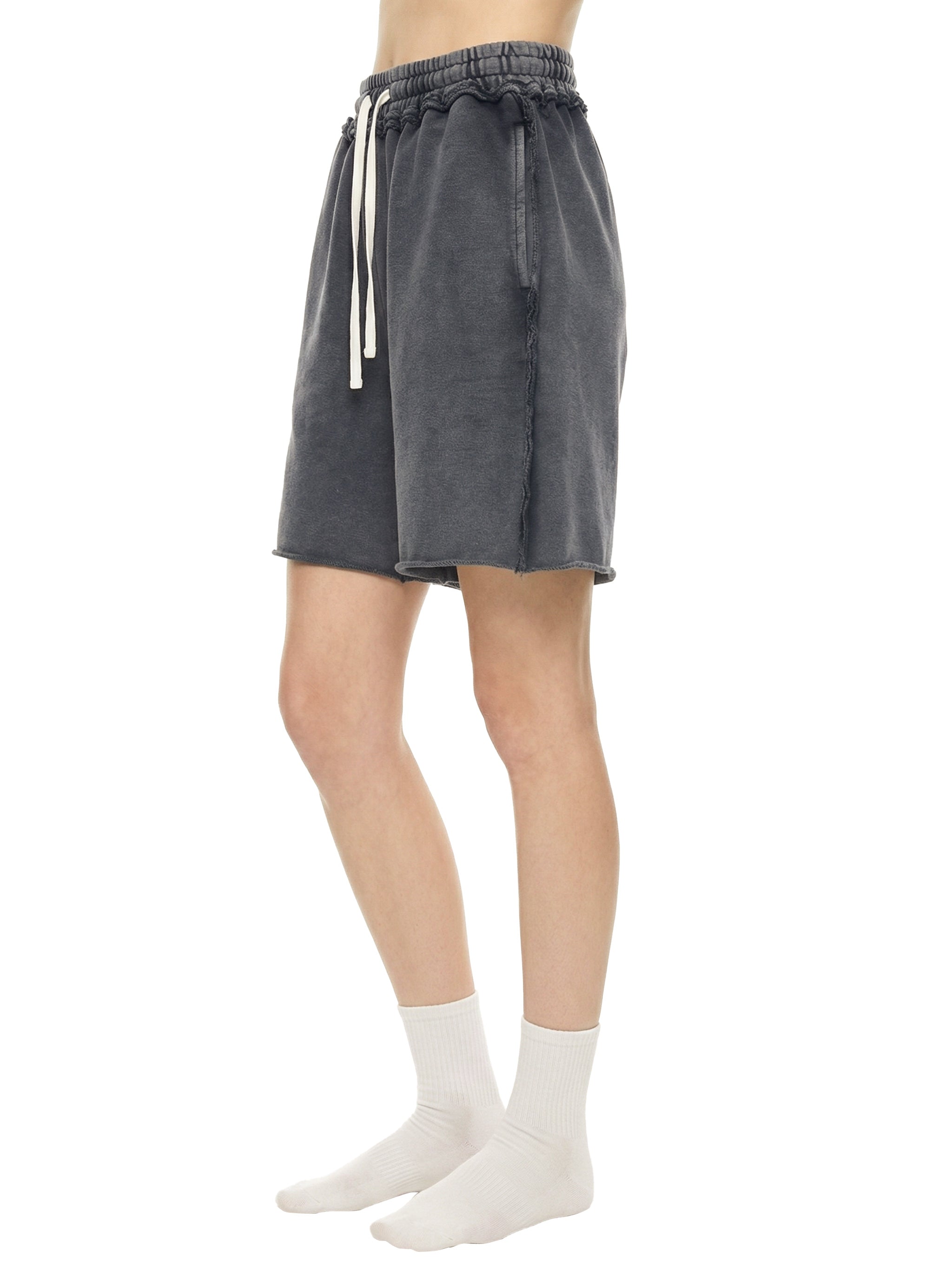 Unisex Mineral Wash Raw Edge Shorts – Oversized Premium Streetwear Shorts