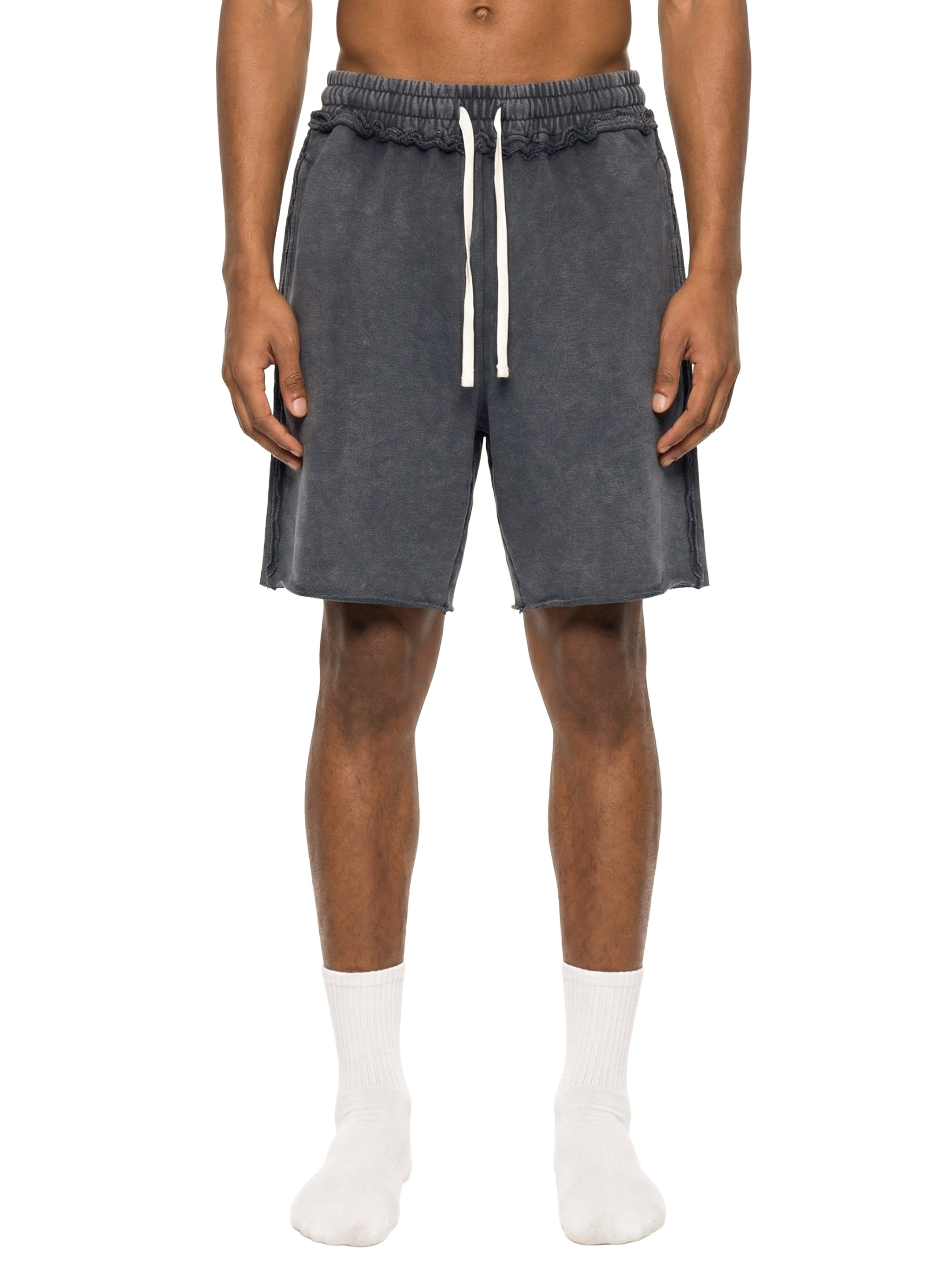 Unisex Mineral Wash Raw Edge Shorts – Oversized Premium Streetwear Shorts