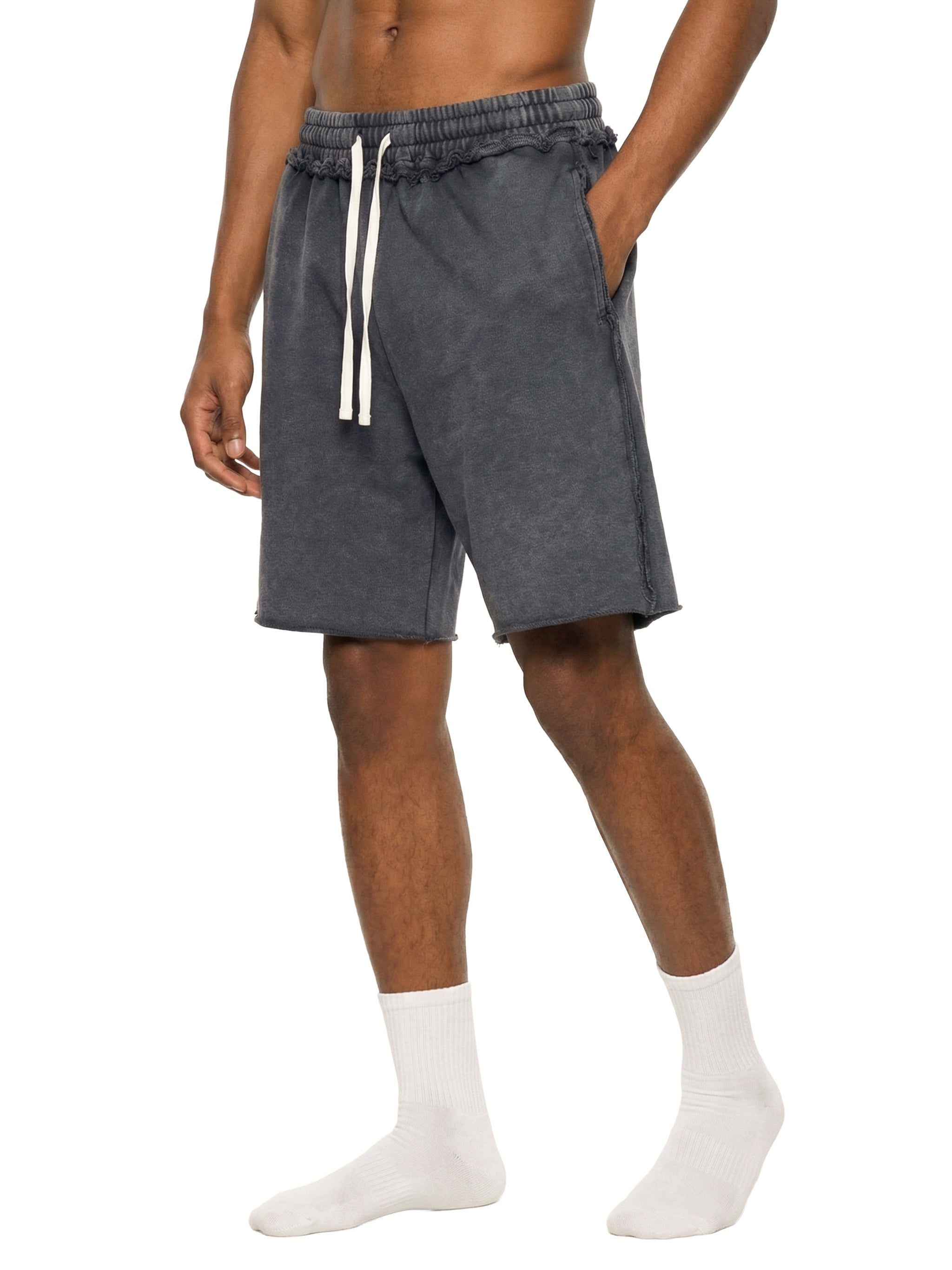 Unisex Mineral Wash Raw Edge Shorts – Oversized Premium Streetwear Shorts
