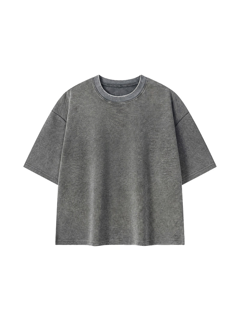 Unisex Mineral Wash Waffle Boxy T-Shirt – Oversized Textured Streetwear Tee
