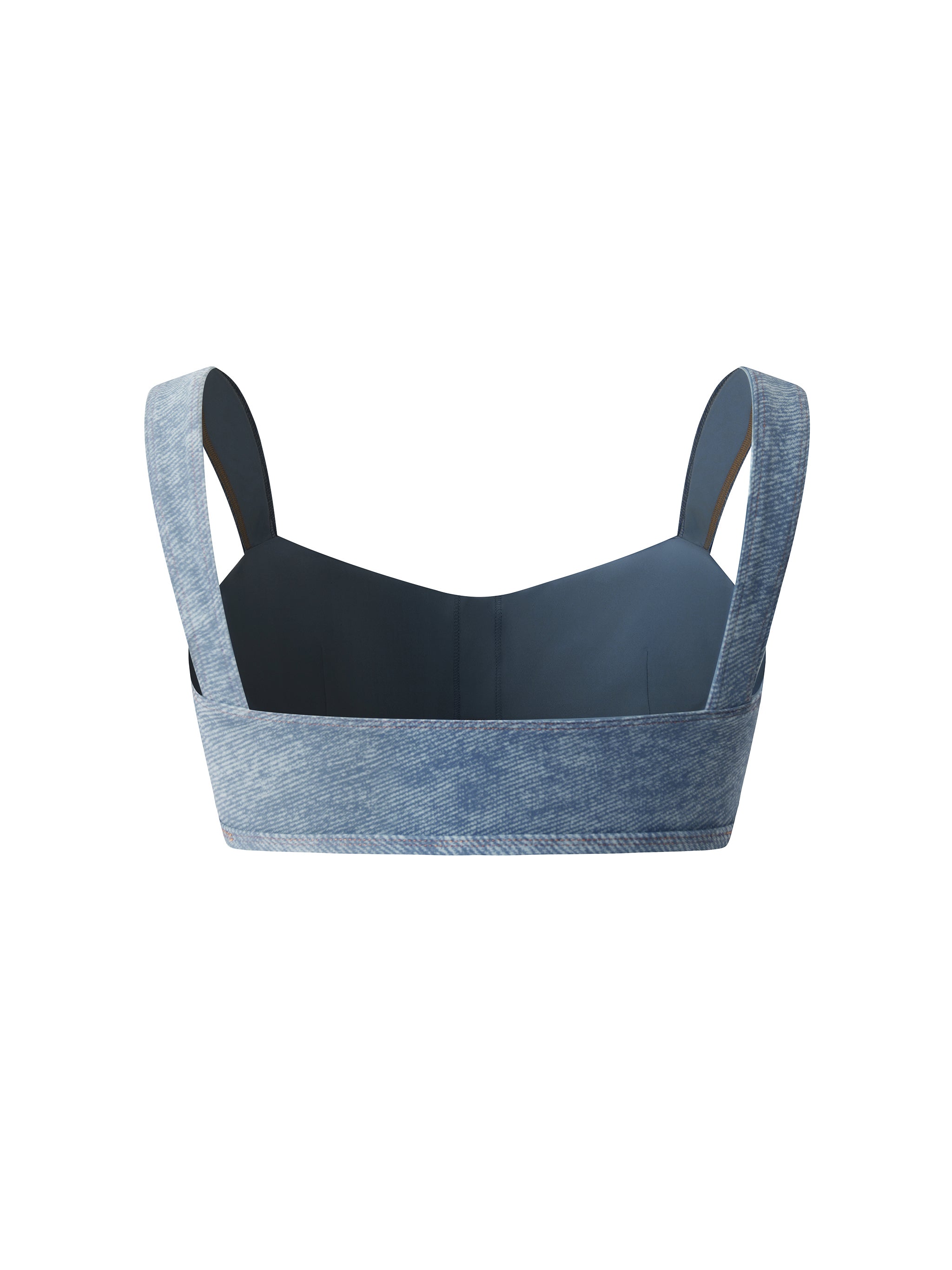 Women's Faux Denim Sports Bra – Medium Support Stretch Active Bra