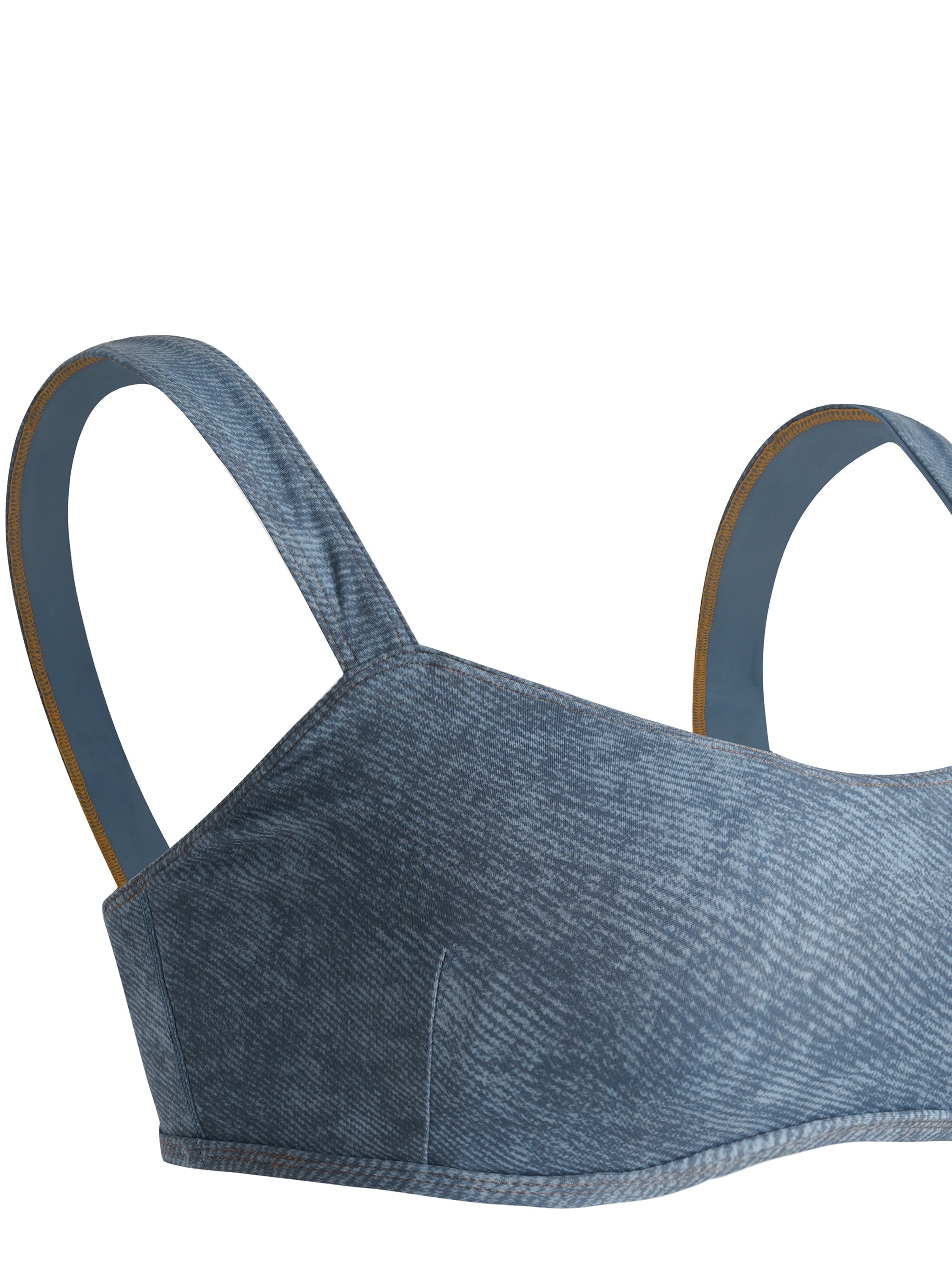Women's Faux Denim Sports Bra – Medium Support Stretch Active Bra