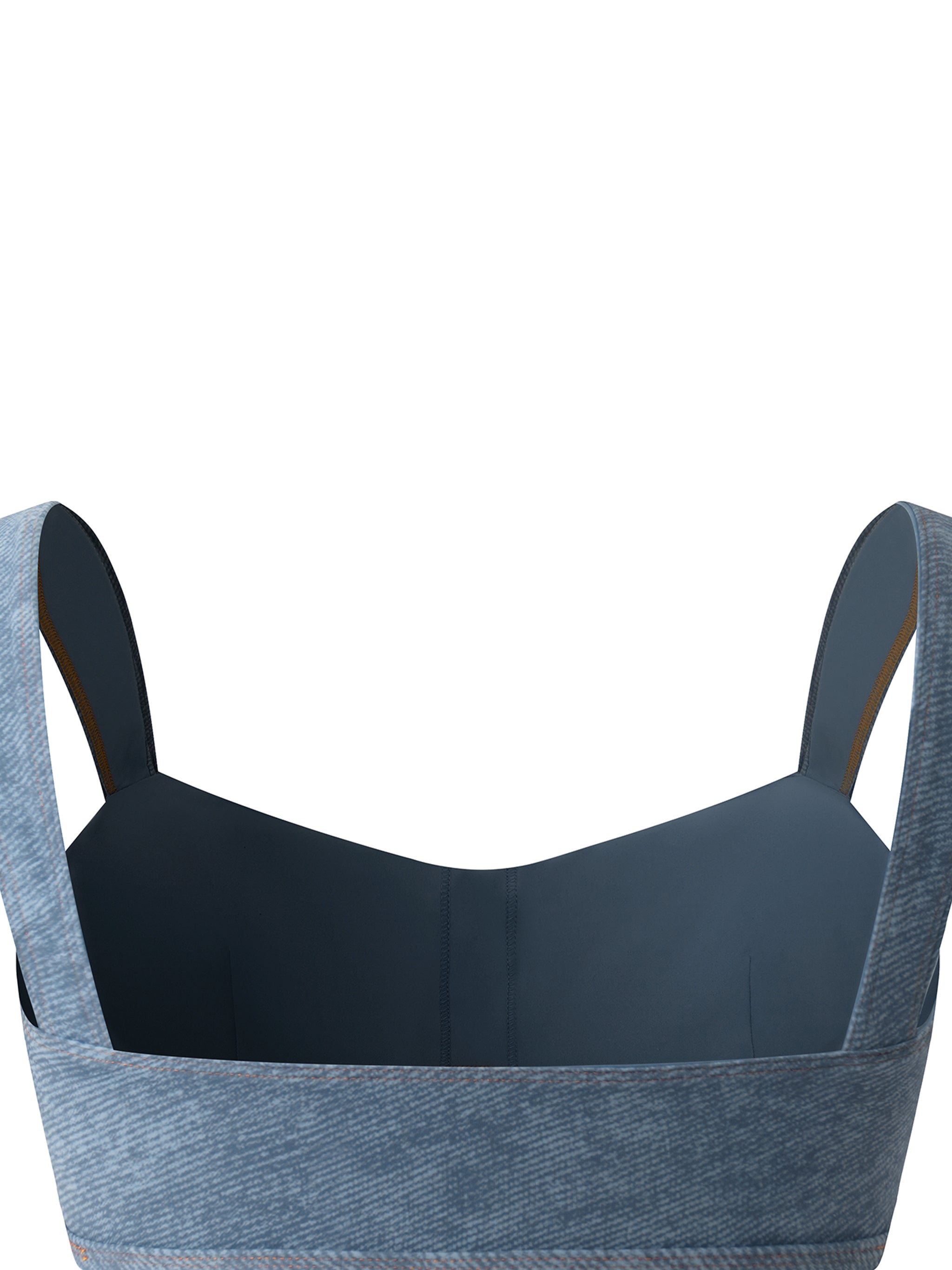 Women's Faux Denim Sports Bra – Medium Support Stretch Active Bra