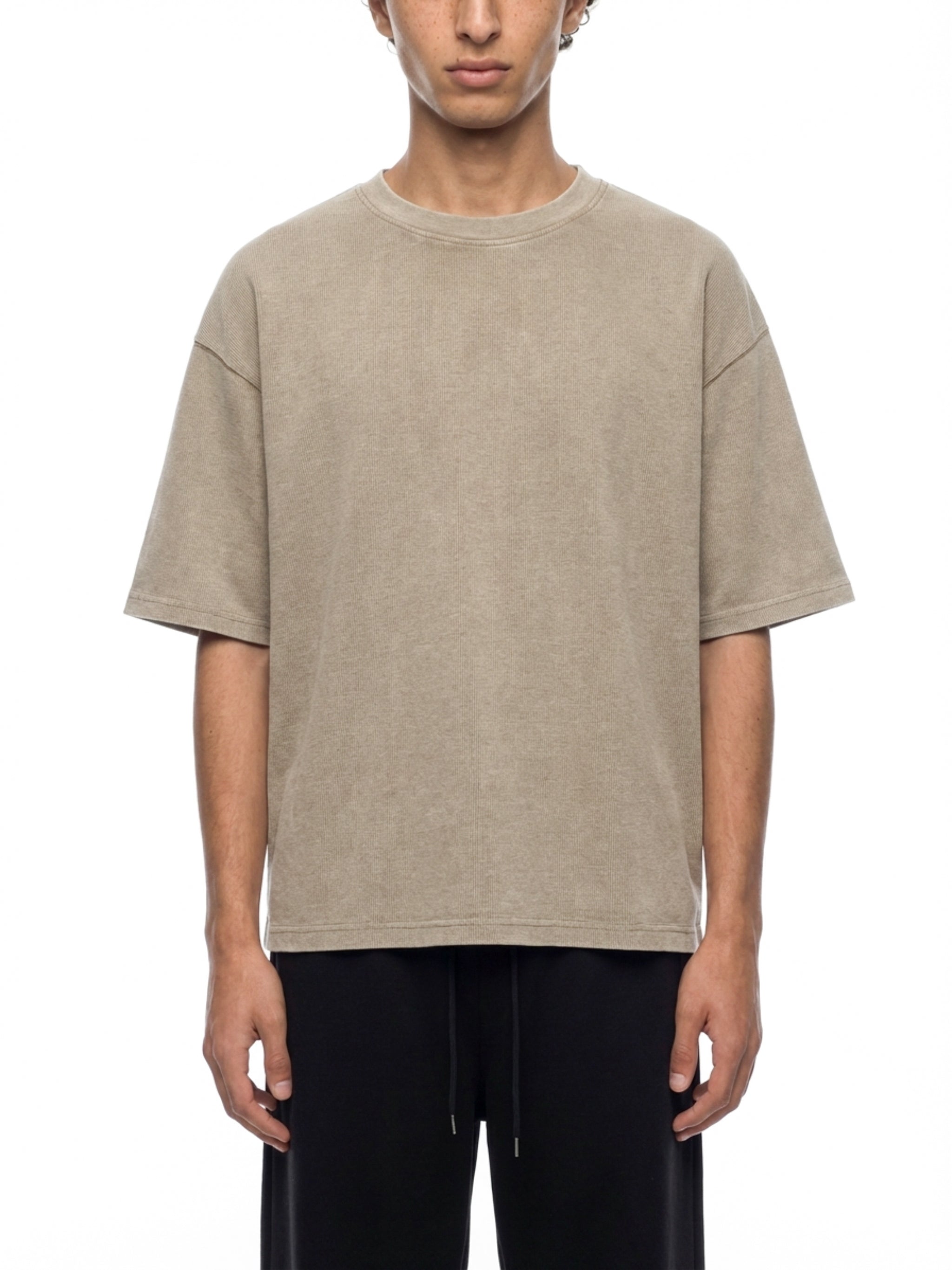 Unisex Mineral Wash Waffle Boxy T-Shirt – Oversized Textured Streetwear Tee