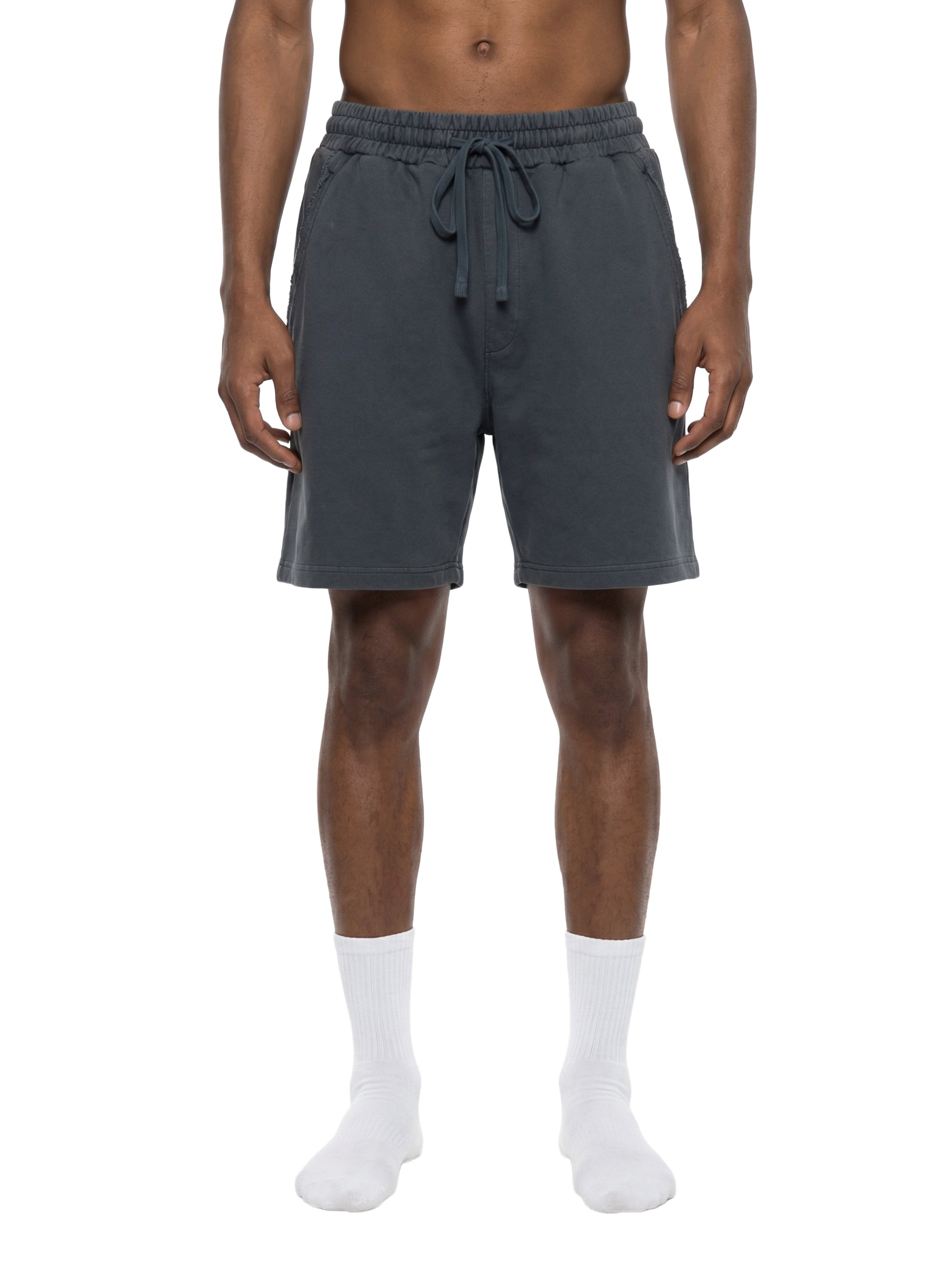 Unisex Vintage Wash Raw Edge Shorts – Oversized Streetwear Sweat Shorts
