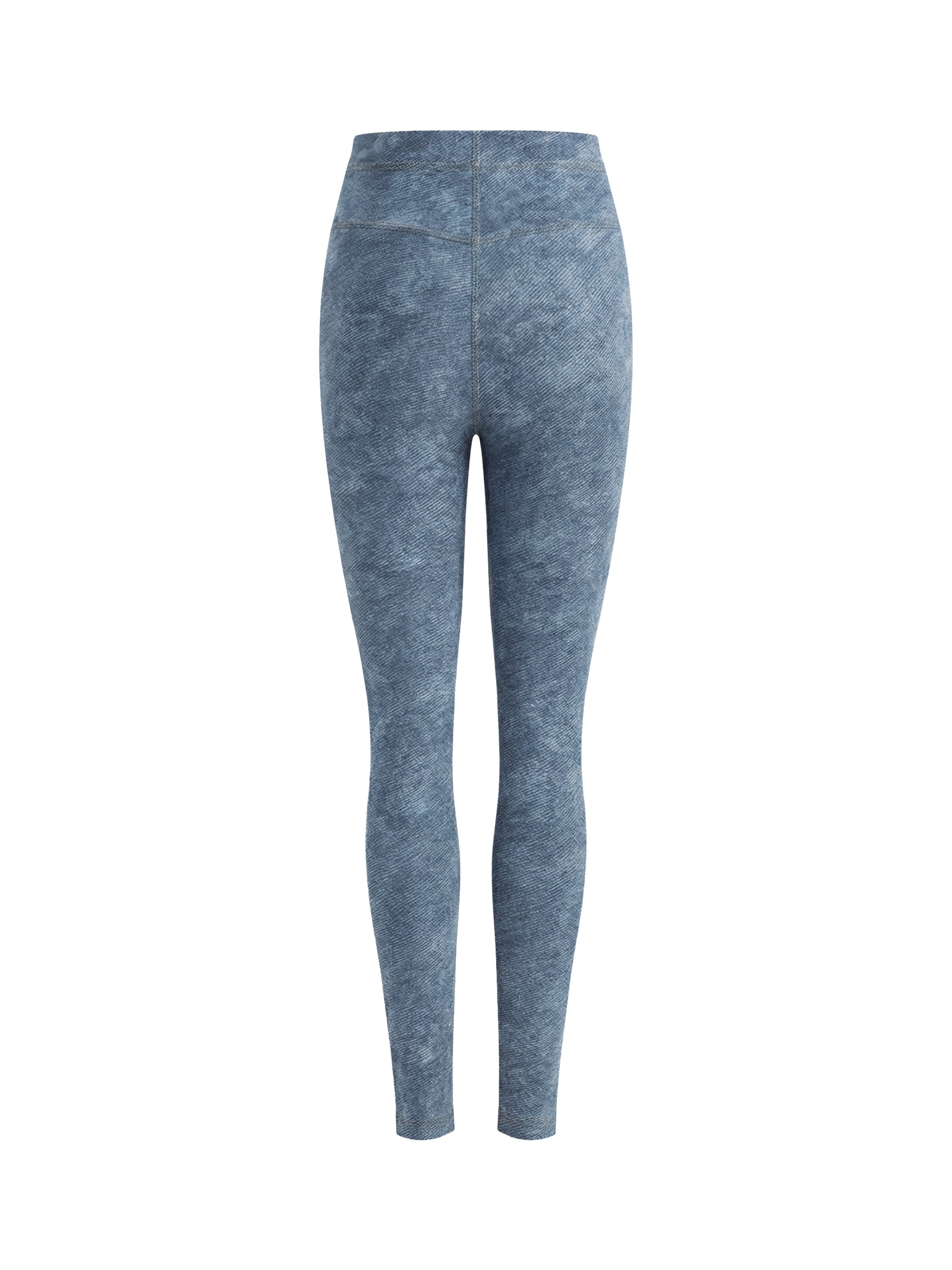 Women's Faux Denim Zip Fly Leggings – High-Waisted Stretch Jeggings