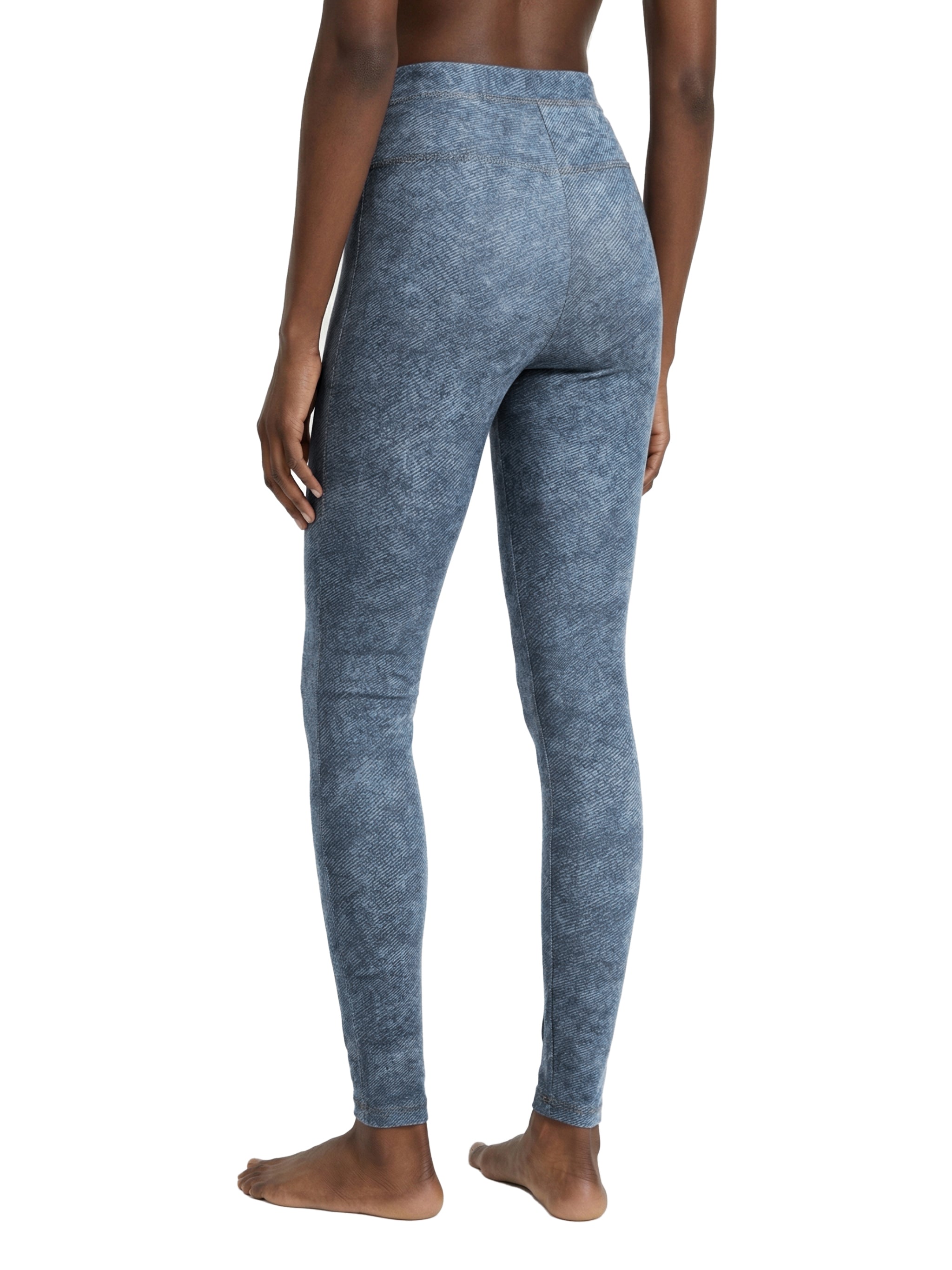 Women's Faux Denim Zip Fly Leggings – High-Waisted Stretch Jeggings