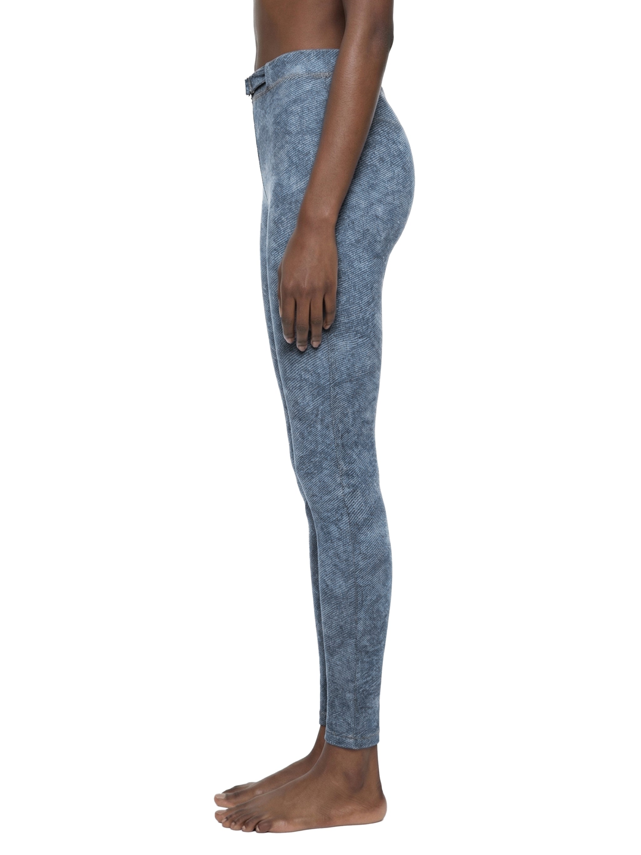 Women's Faux Denim Zip Fly Leggings – High-Waisted Stretch Jeggings