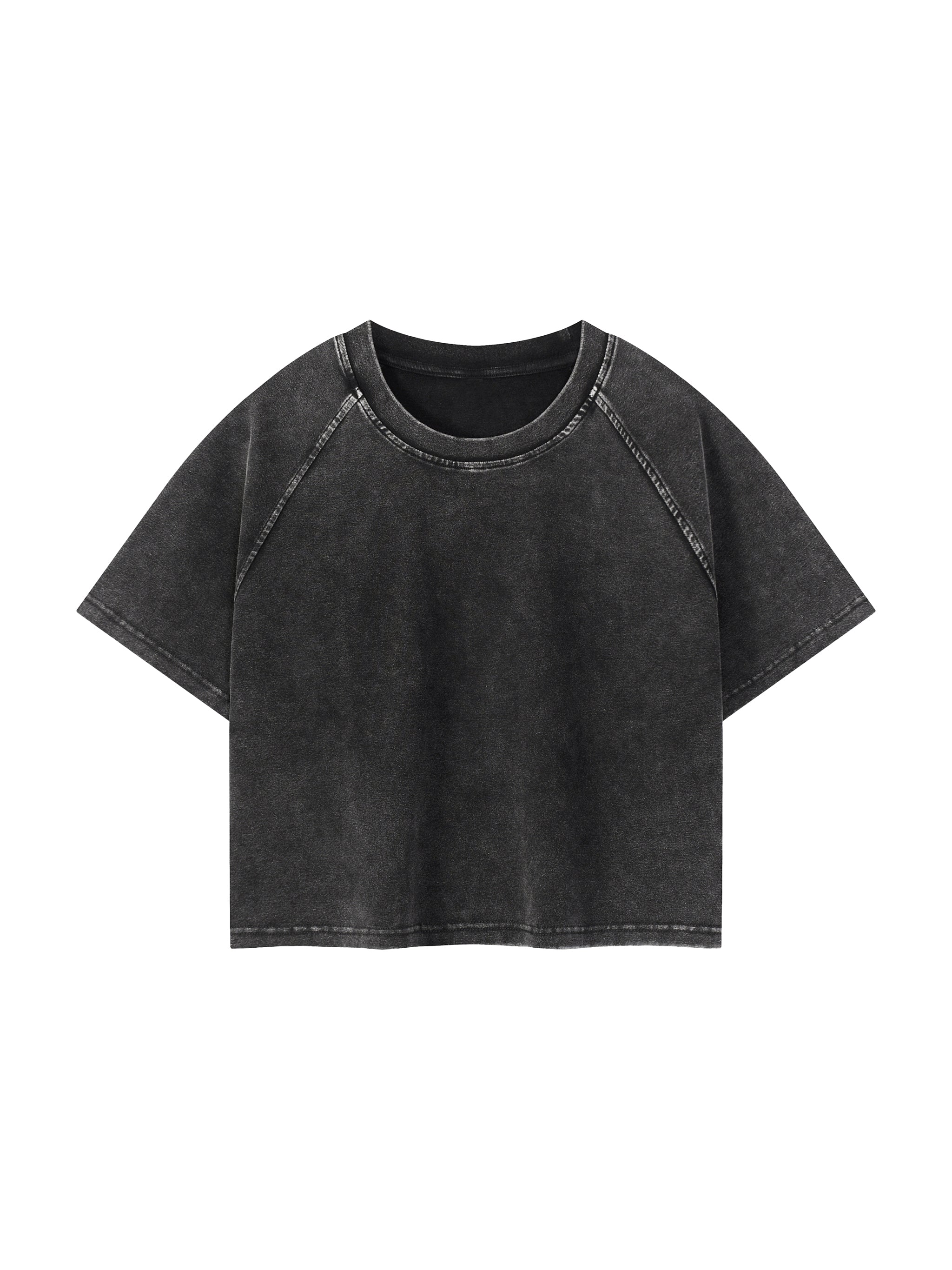 Women's Mineral Wash Raglan Crop T-Shirt – Vintage Slim Fit Streetwear Tee