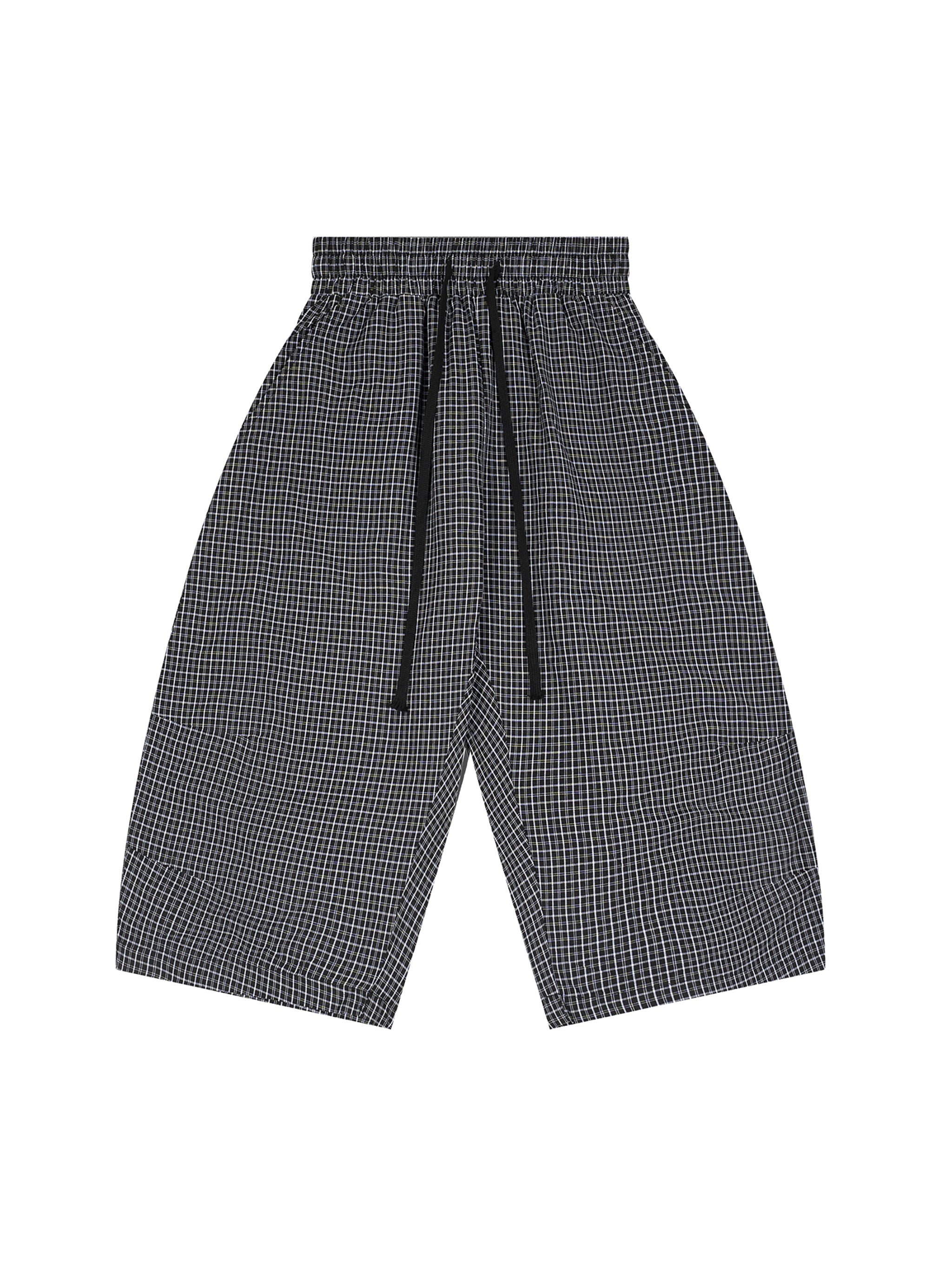 Unisex Plaid Loose Capri Shorts – Relaxed Streetwear Drawstring Shorts