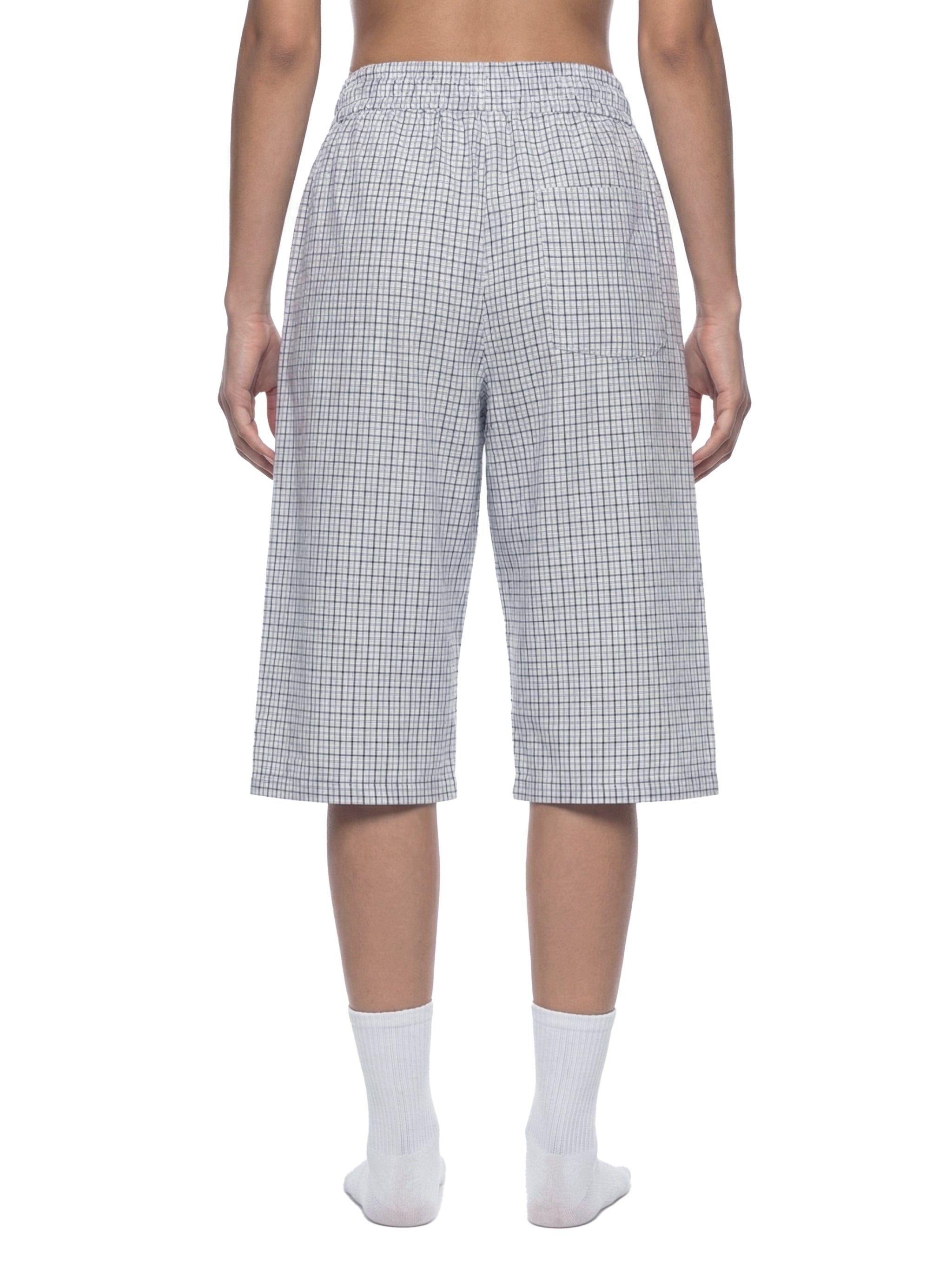 Unisex Plaid Loose Capri Shorts – Relaxed Streetwear Drawstring Shorts