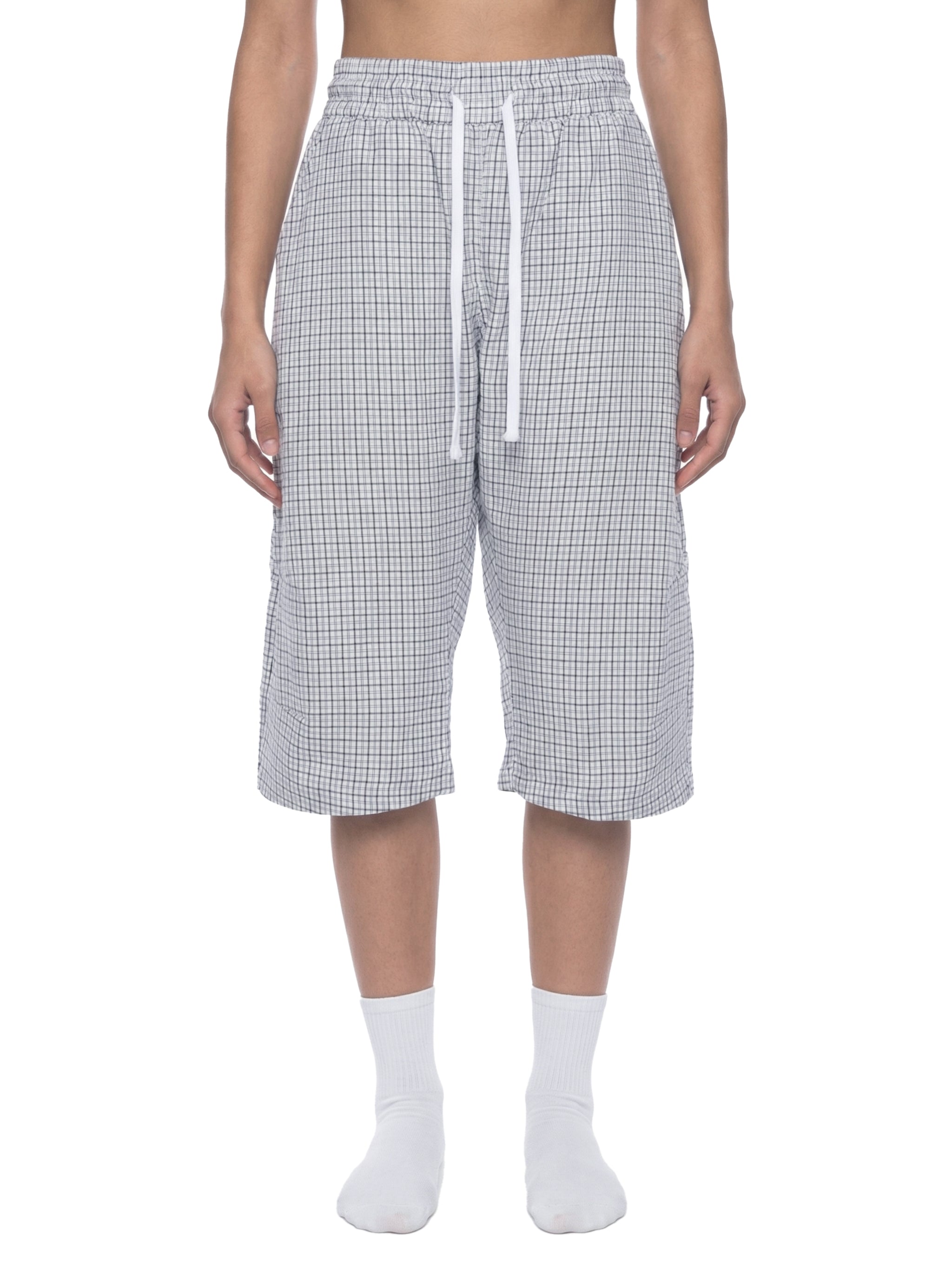 Unisex Plaid Loose Capri Shorts – Relaxed Streetwear Drawstring Shorts