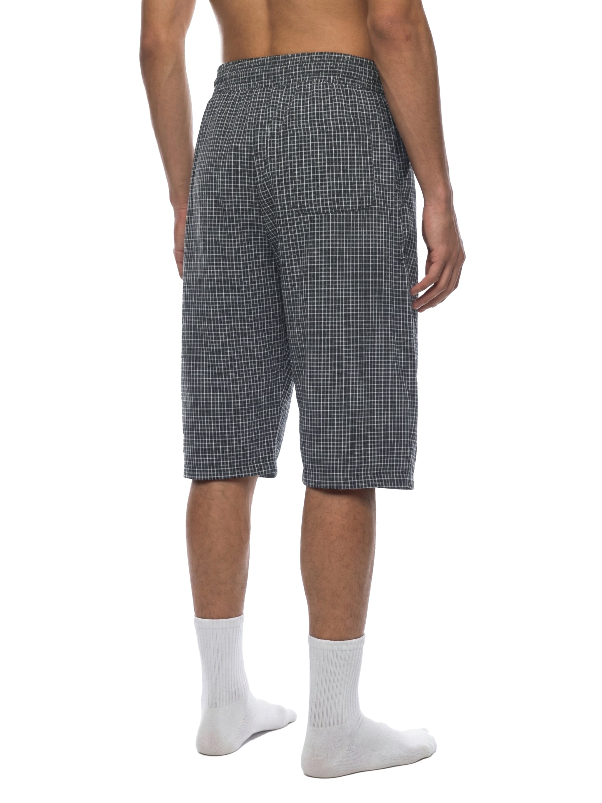Unisex Plaid Loose Capri Shorts – Relaxed Streetwear Drawstring Shorts