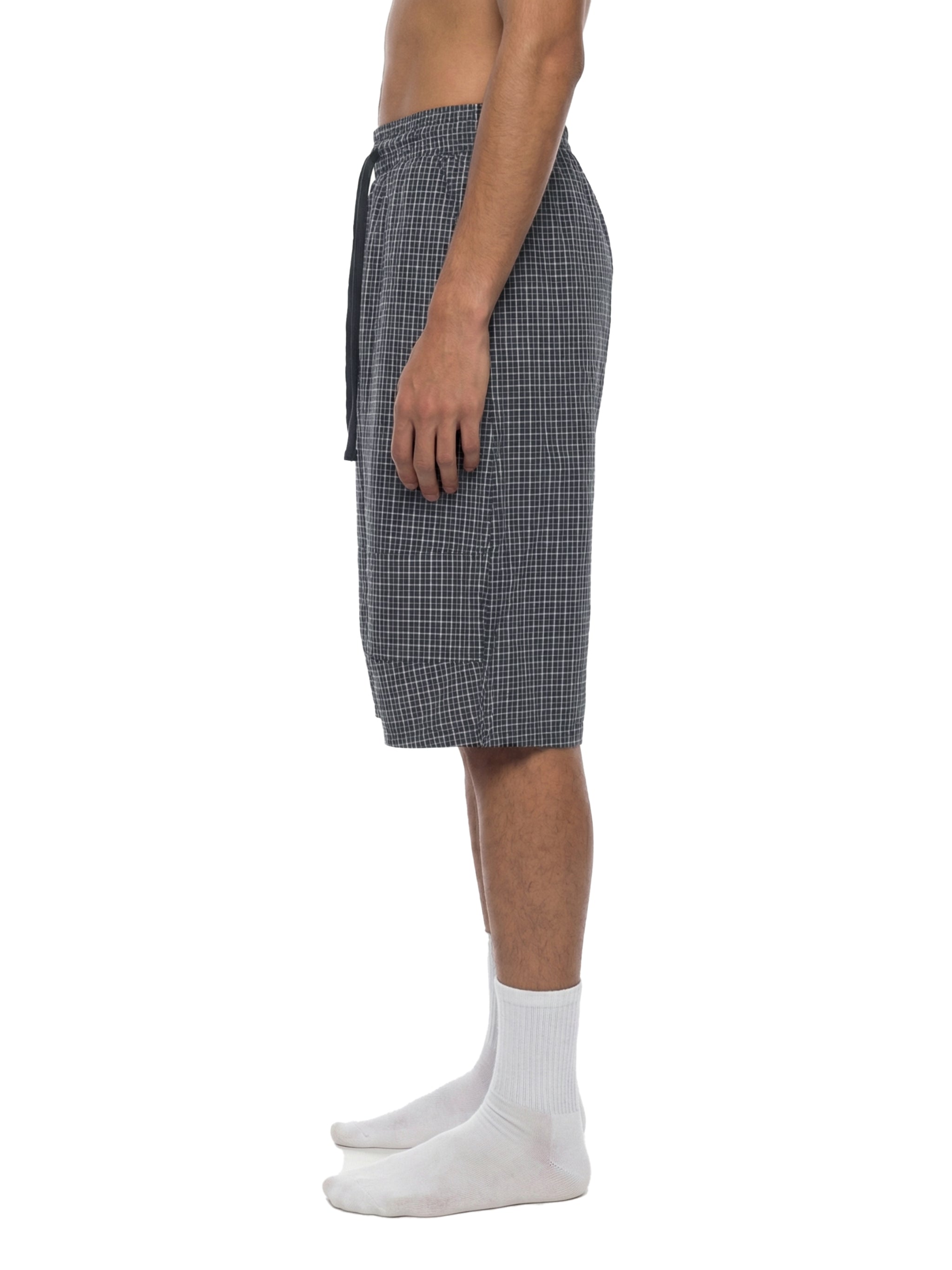 Unisex Plaid Loose Capri Shorts – Relaxed Streetwear Drawstring Shorts