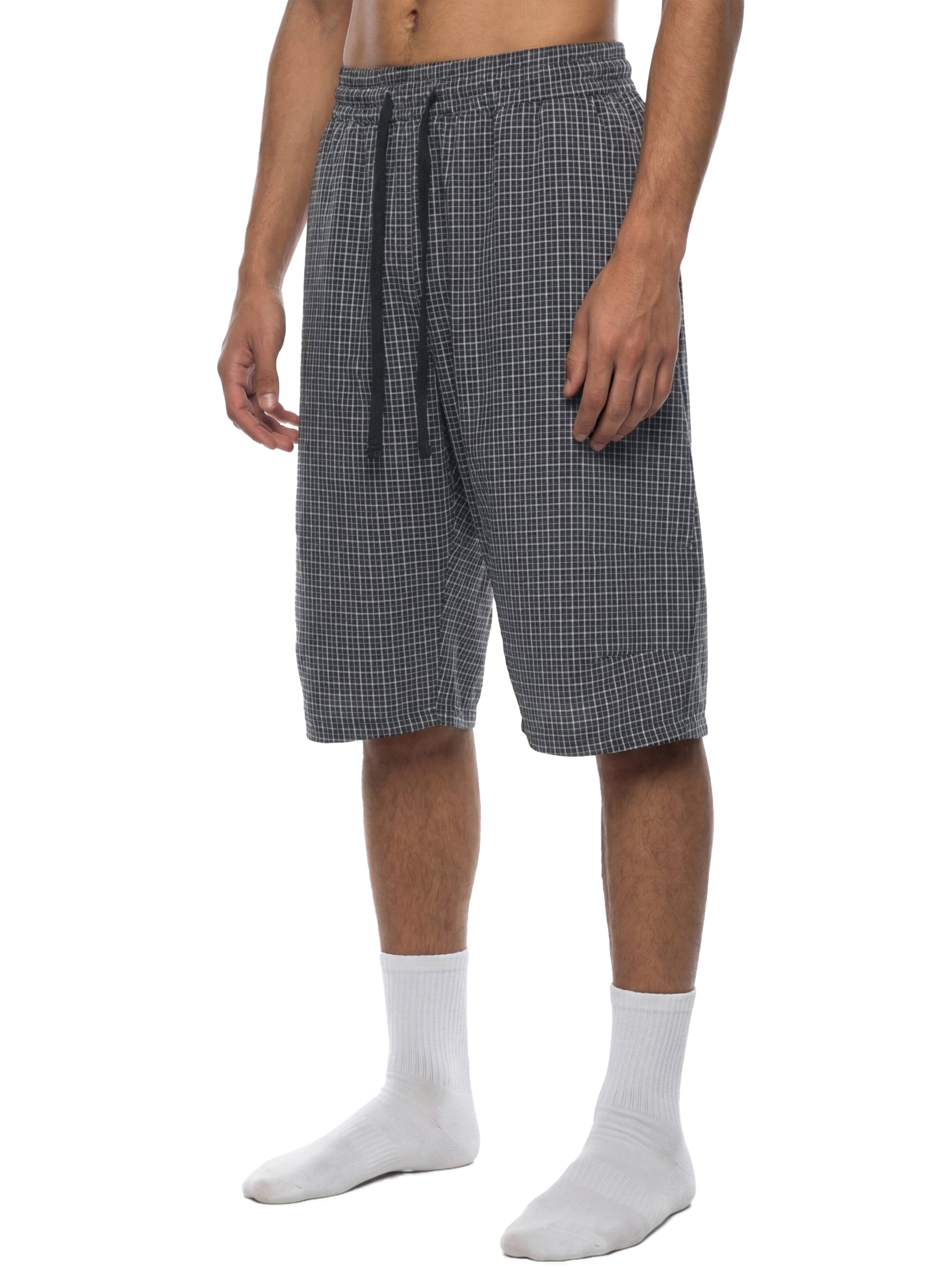 Unisex Plaid Loose Capri Shorts – Relaxed Streetwear Drawstring Shorts