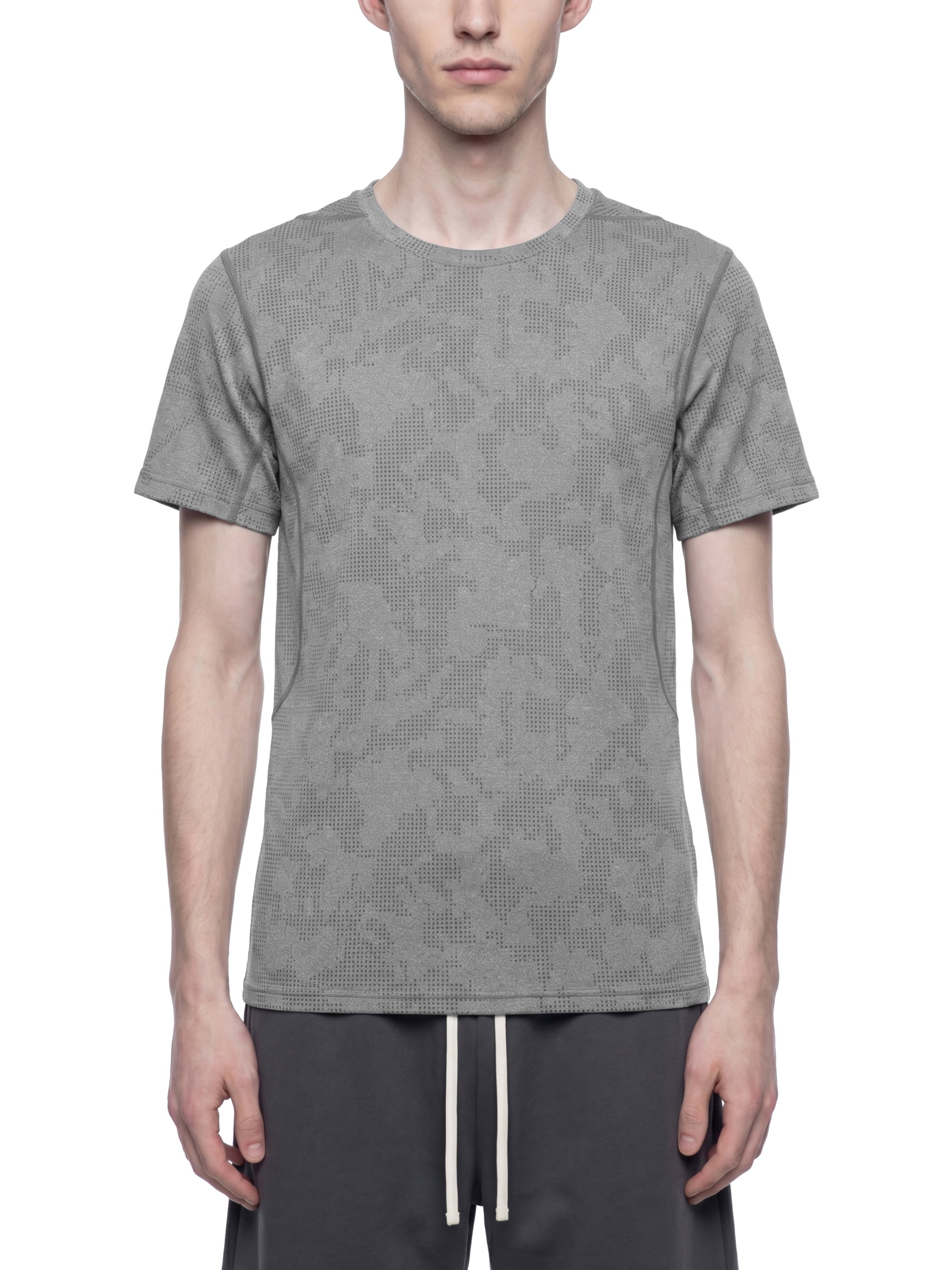 Men's Jacquard Slim Mesh T-Shirt – Breathable Performance Athletic Tee