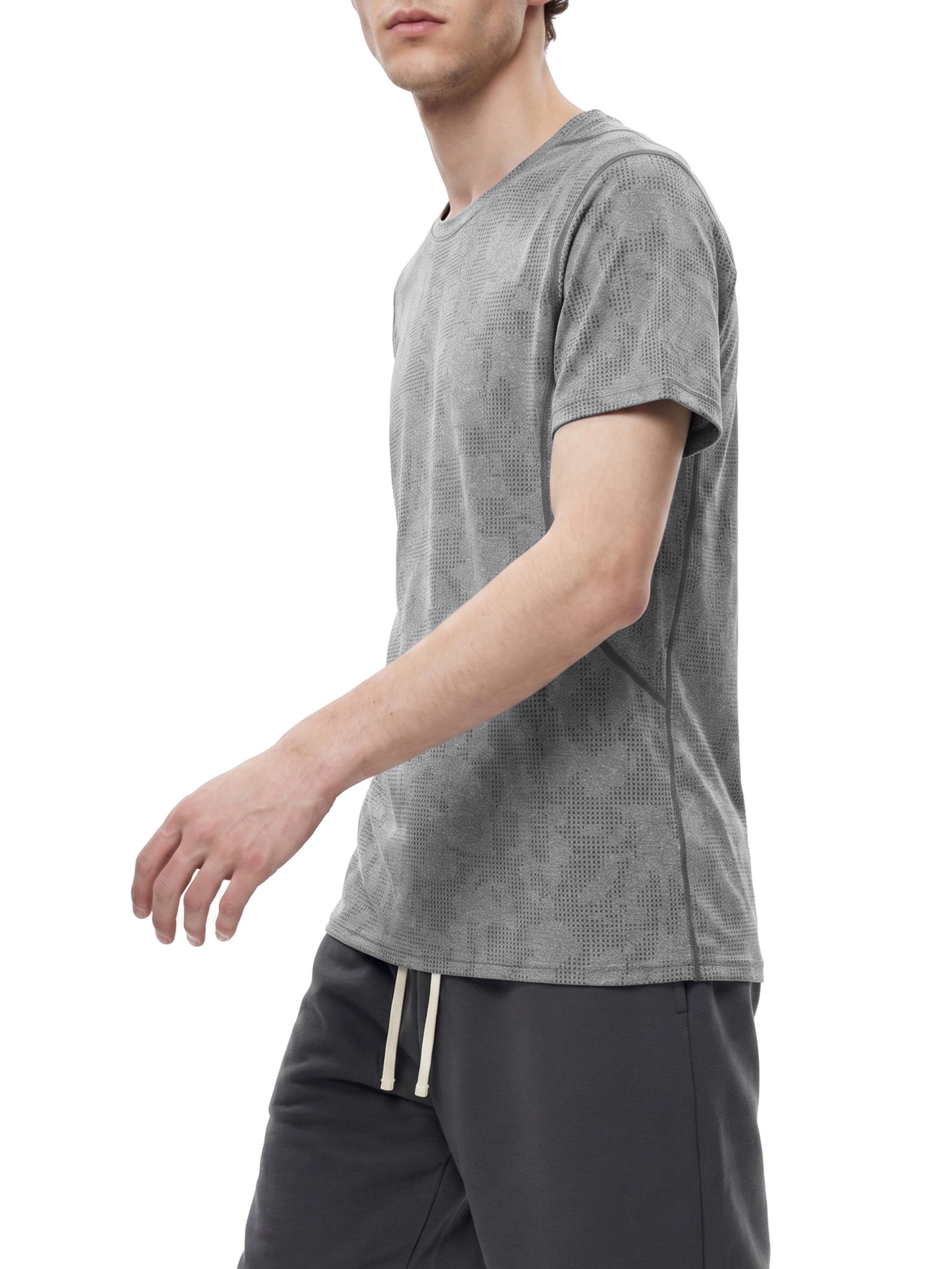 Men's Jacquard Slim Mesh T-Shirt – Breathable Performance Athletic Tee