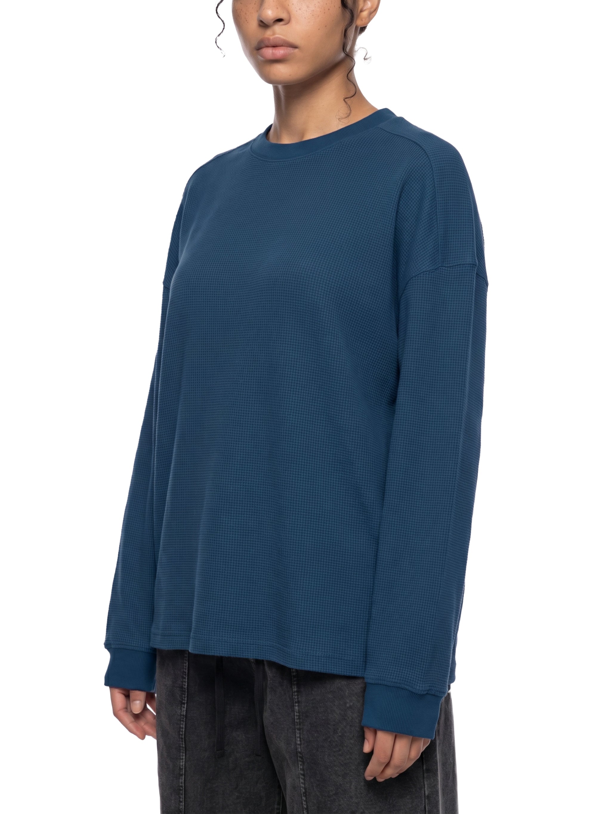 Unisex Waffle Boxy Long Sleeve T-Shirt – Oversized Textured Streetwear Tee