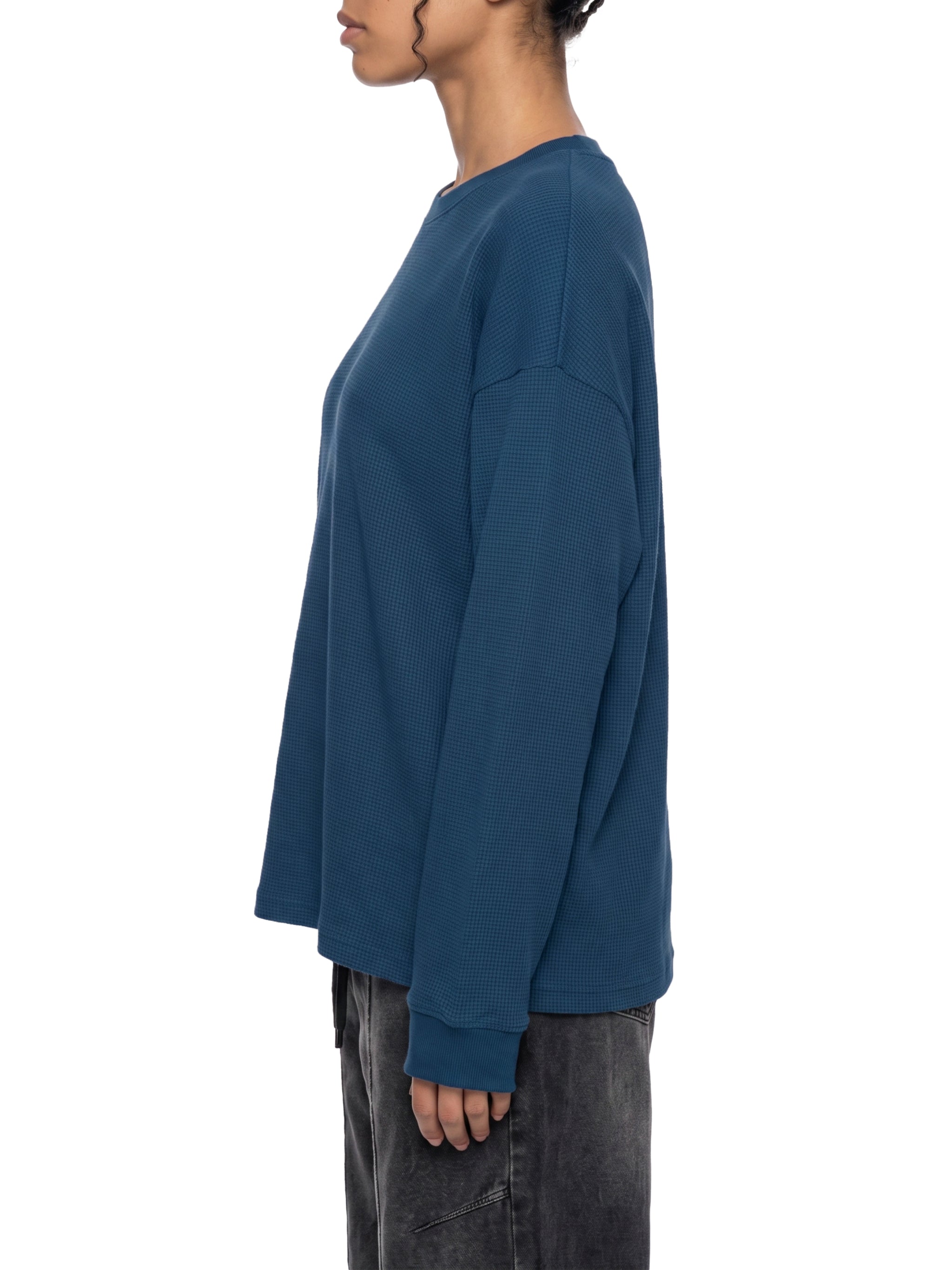 Unisex Waffle Boxy Long Sleeve T-Shirt – Oversized Textured Streetwear Tee