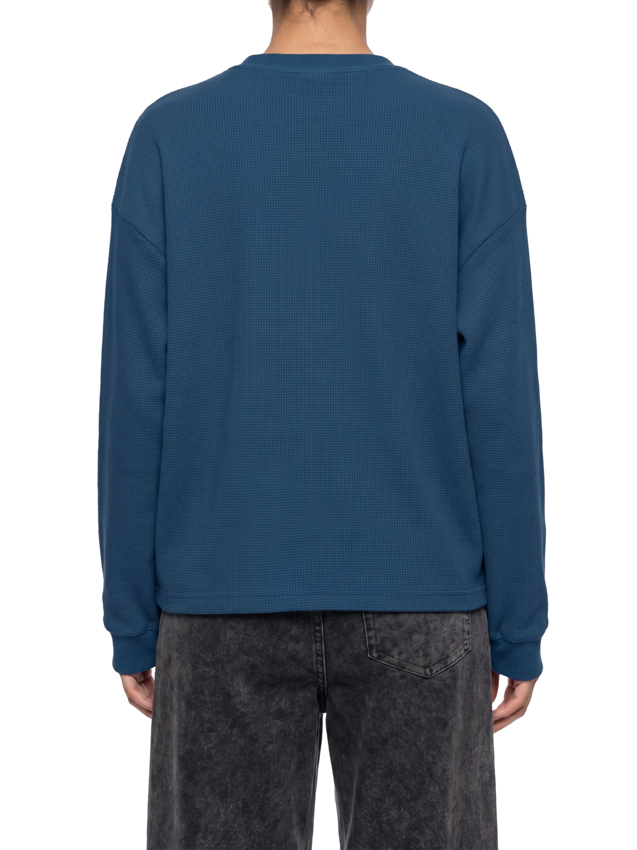 Unisex Waffle Boxy Long Sleeve T-Shirt – Oversized Textured Streetwear Tee