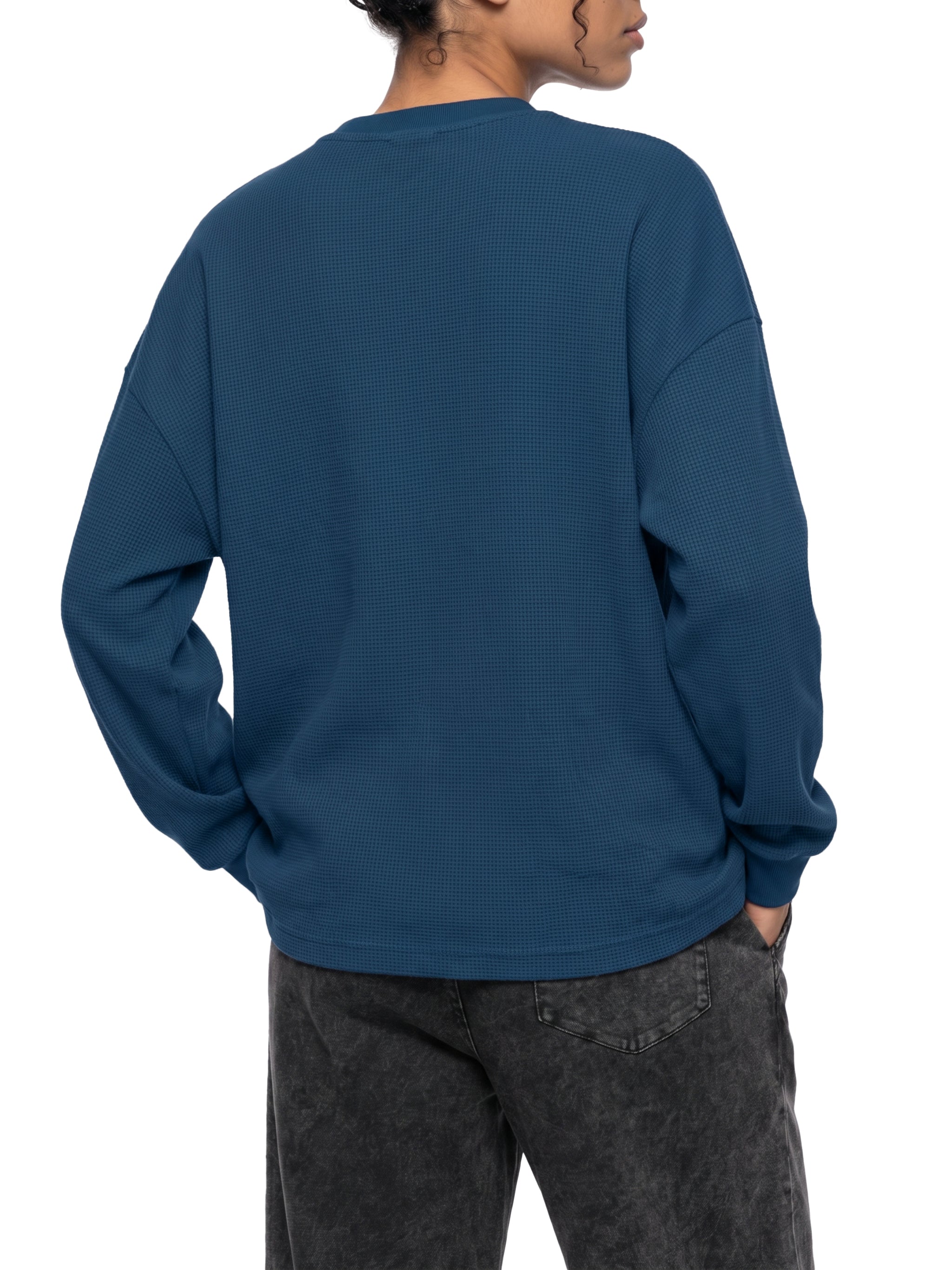 Unisex Waffle Boxy Long Sleeve T-Shirt – Oversized Textured Streetwear Tee