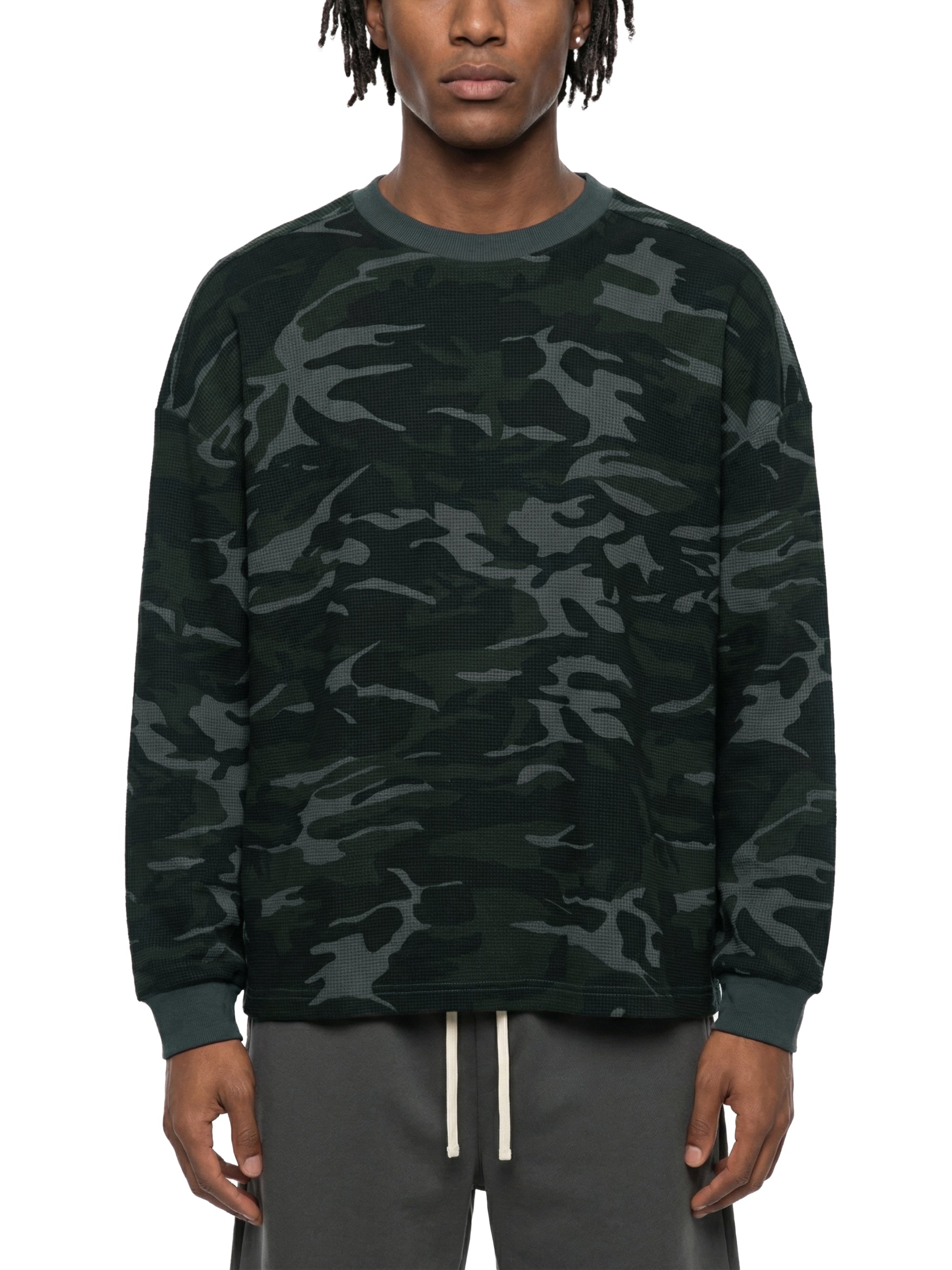 Unisex Waffle Boxy Long Sleeve T-Shirt – Oversized Textured Streetwear Tee