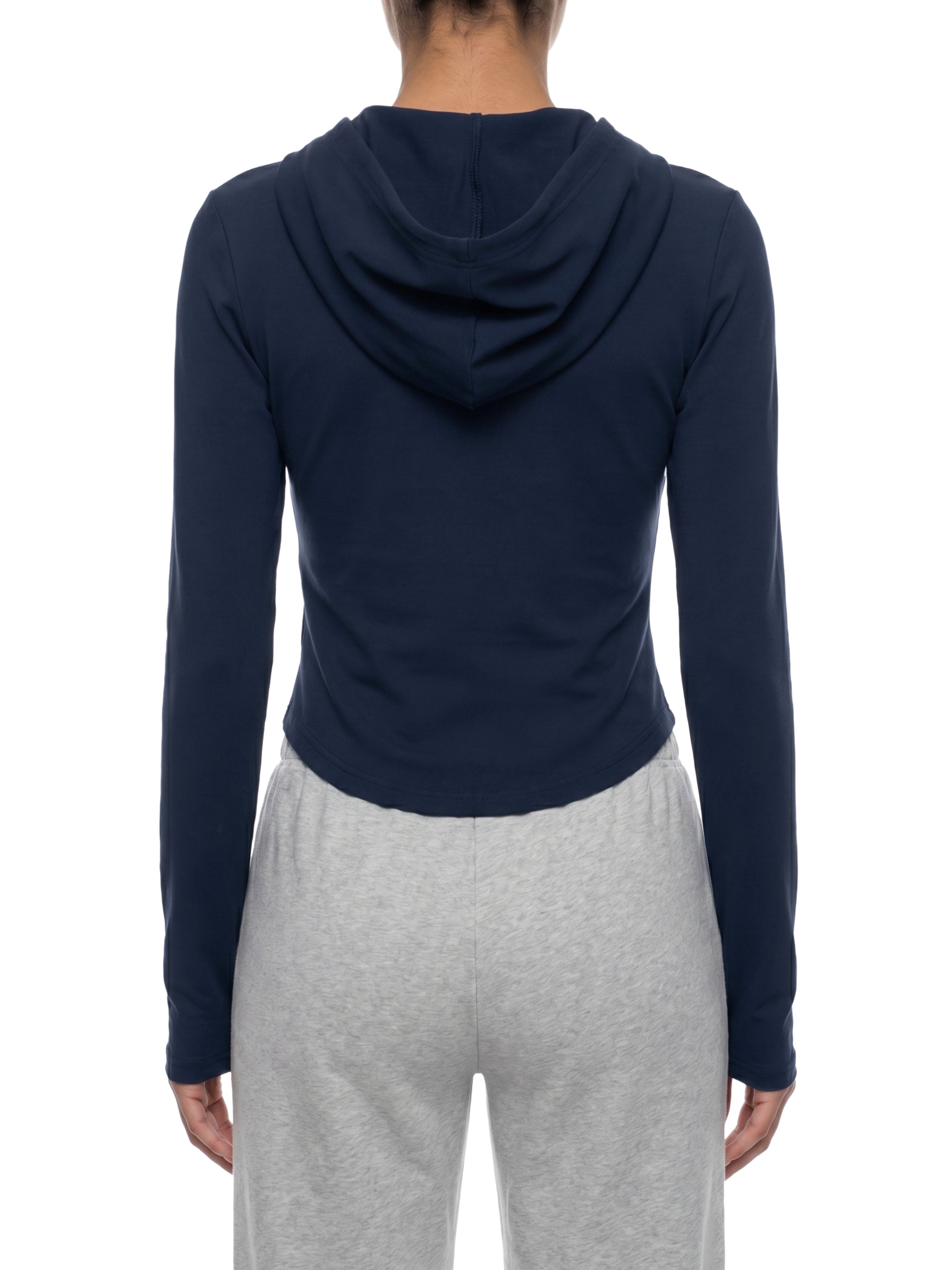 Women's Slim Cropped Full-Zip Hoodie – Fitted Athleisure Sweatshirt