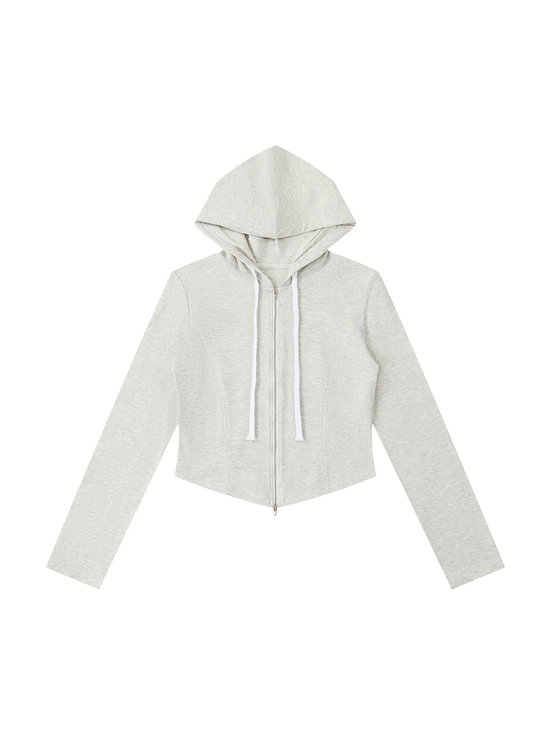 Women's Slim Cropped Full-Zip Hoodie – Fitted Athleisure Sweatshirt