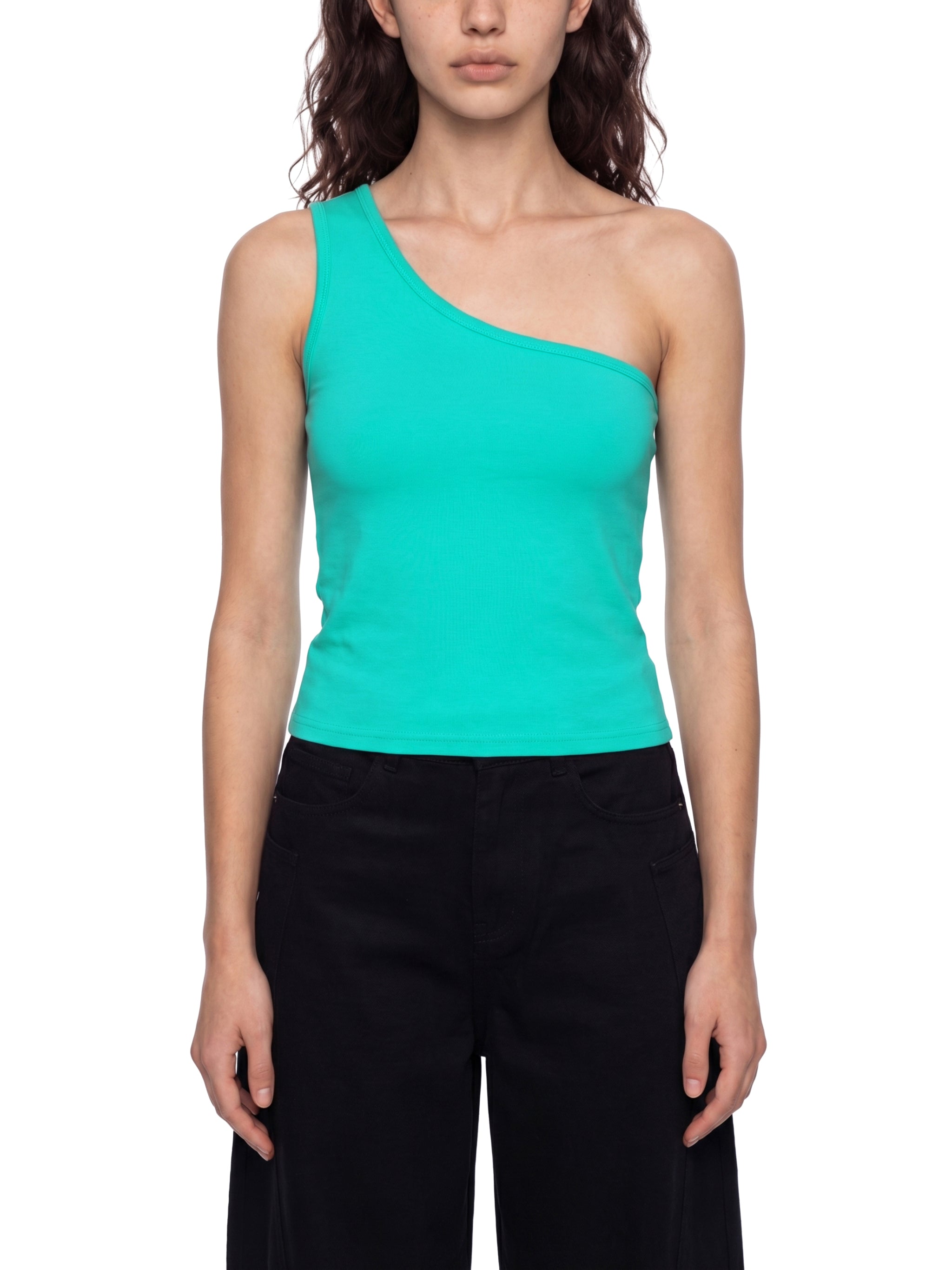 Women's One Shoulder Crop T-Shirt – Slim Fit Trendy Casual Top