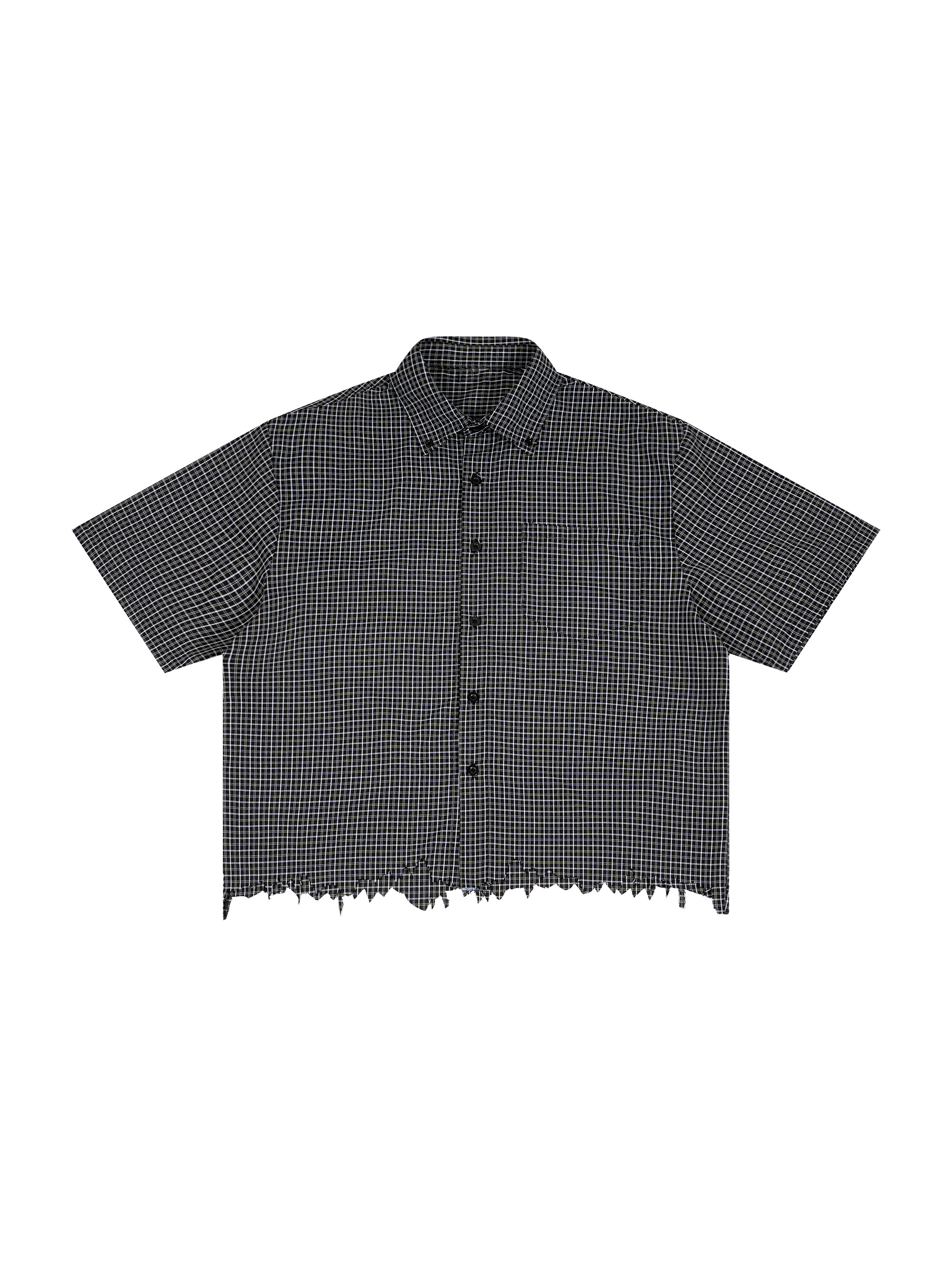 Unisex Distressed Plaid Boxy Shirt – Oversized Vintage Streetwear Flannel