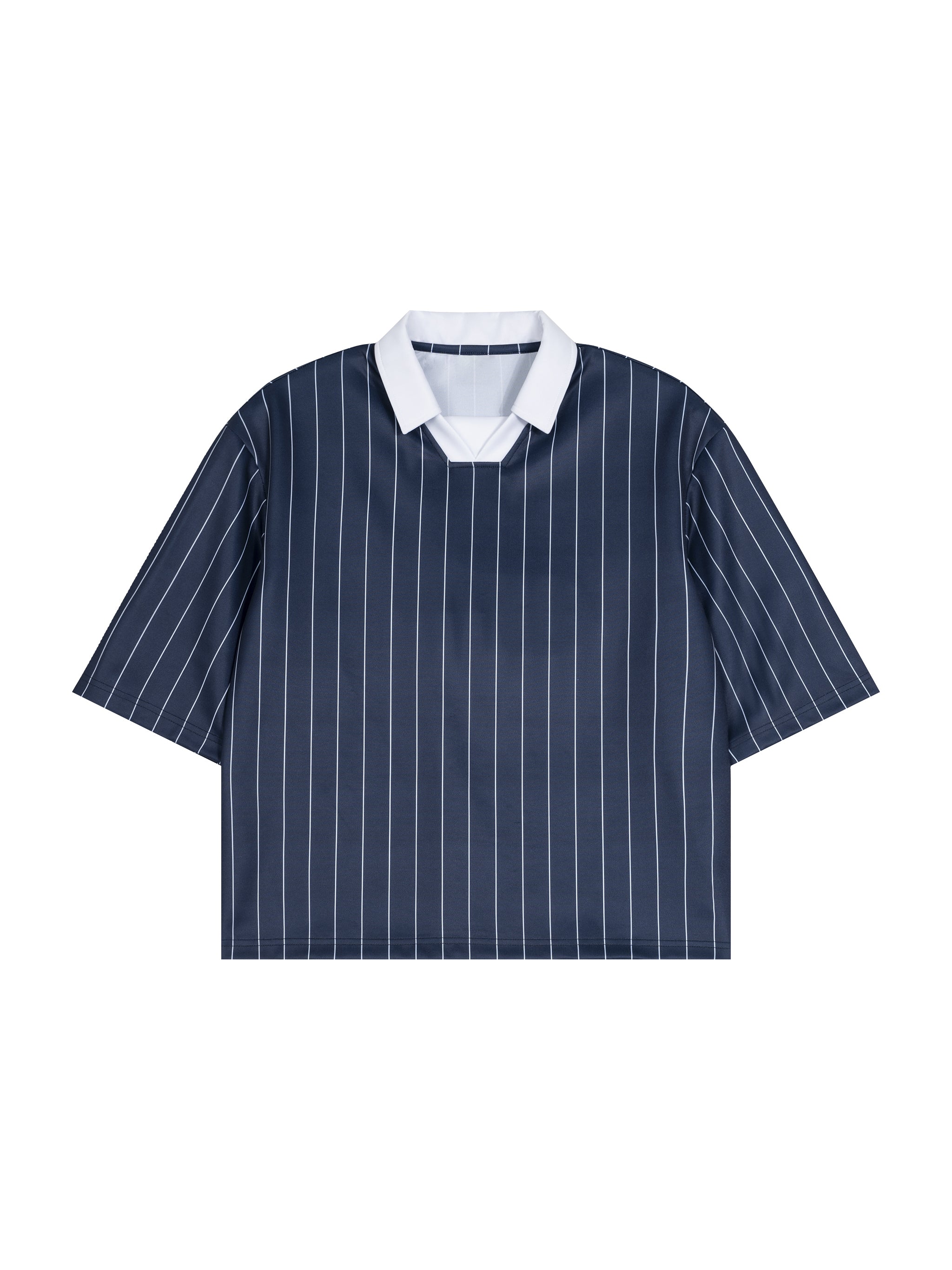 Unisex Pinstripe Collared Soccer Jersey – Oversized Retro Soccer Shirt