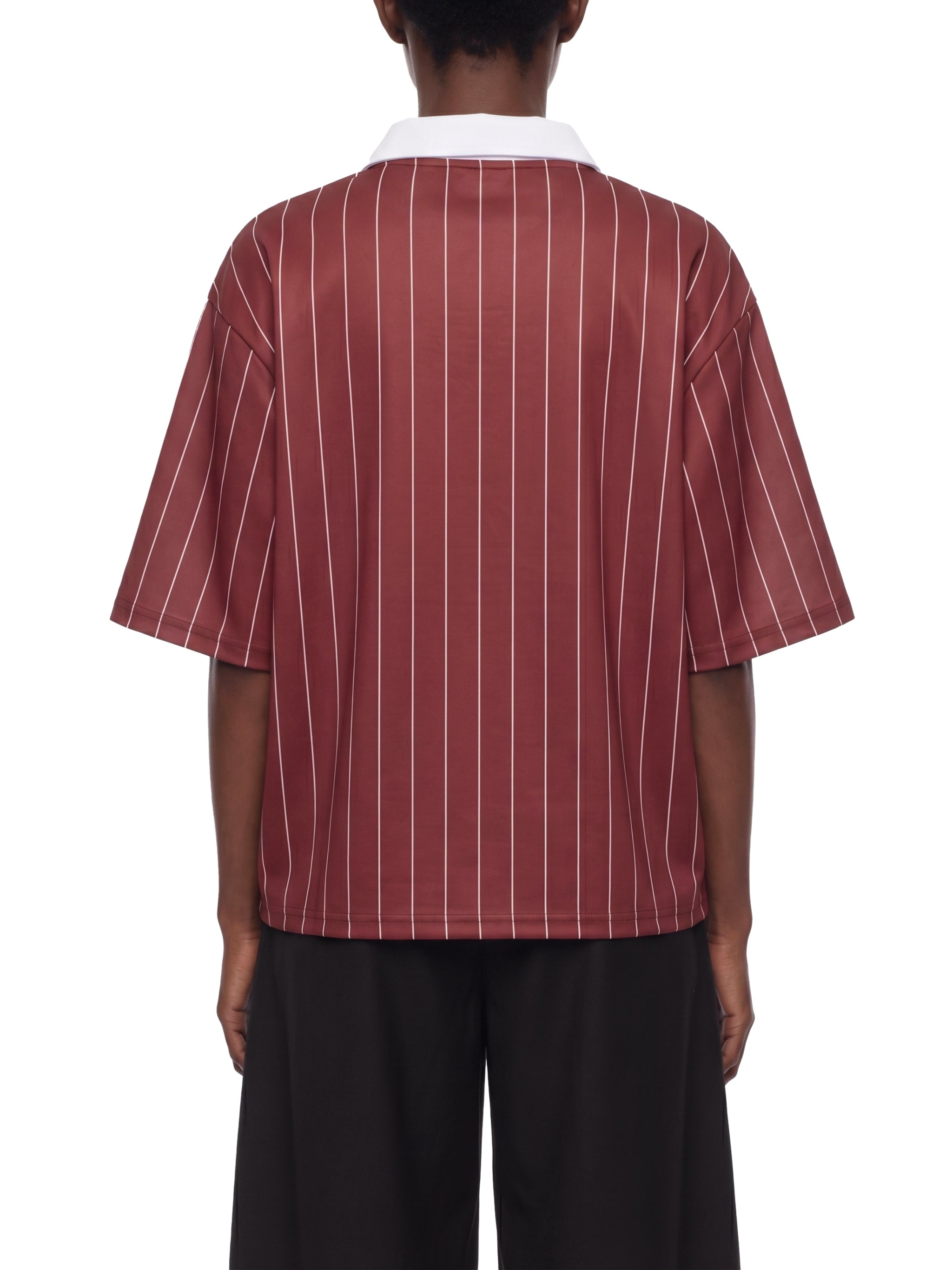 Unisex Pinstripe Collared Soccer Jersey – Oversized Retro Soccer Shirt