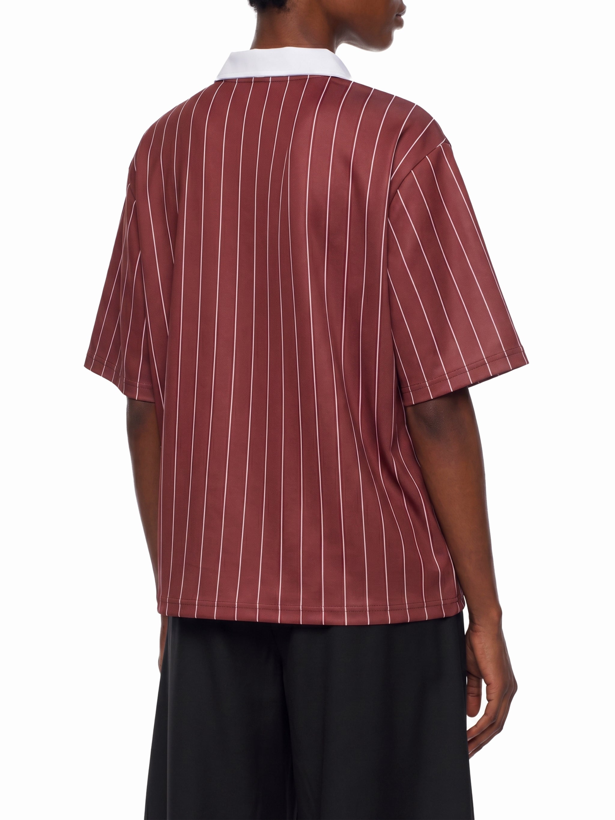 Unisex Pinstripe Collared Soccer Jersey – Oversized Retro Soccer Shirt