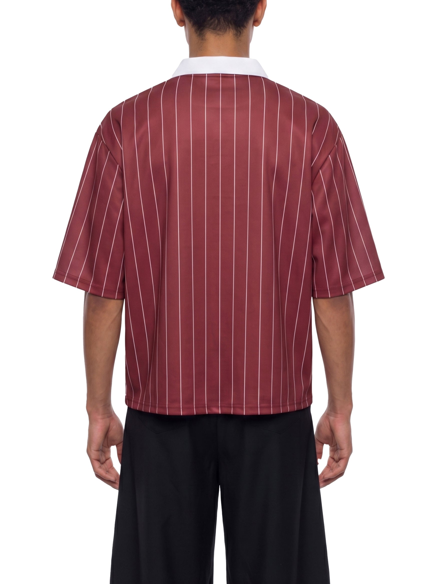 Unisex Pinstripe Collared Soccer Jersey – Oversized Retro Soccer Shirt