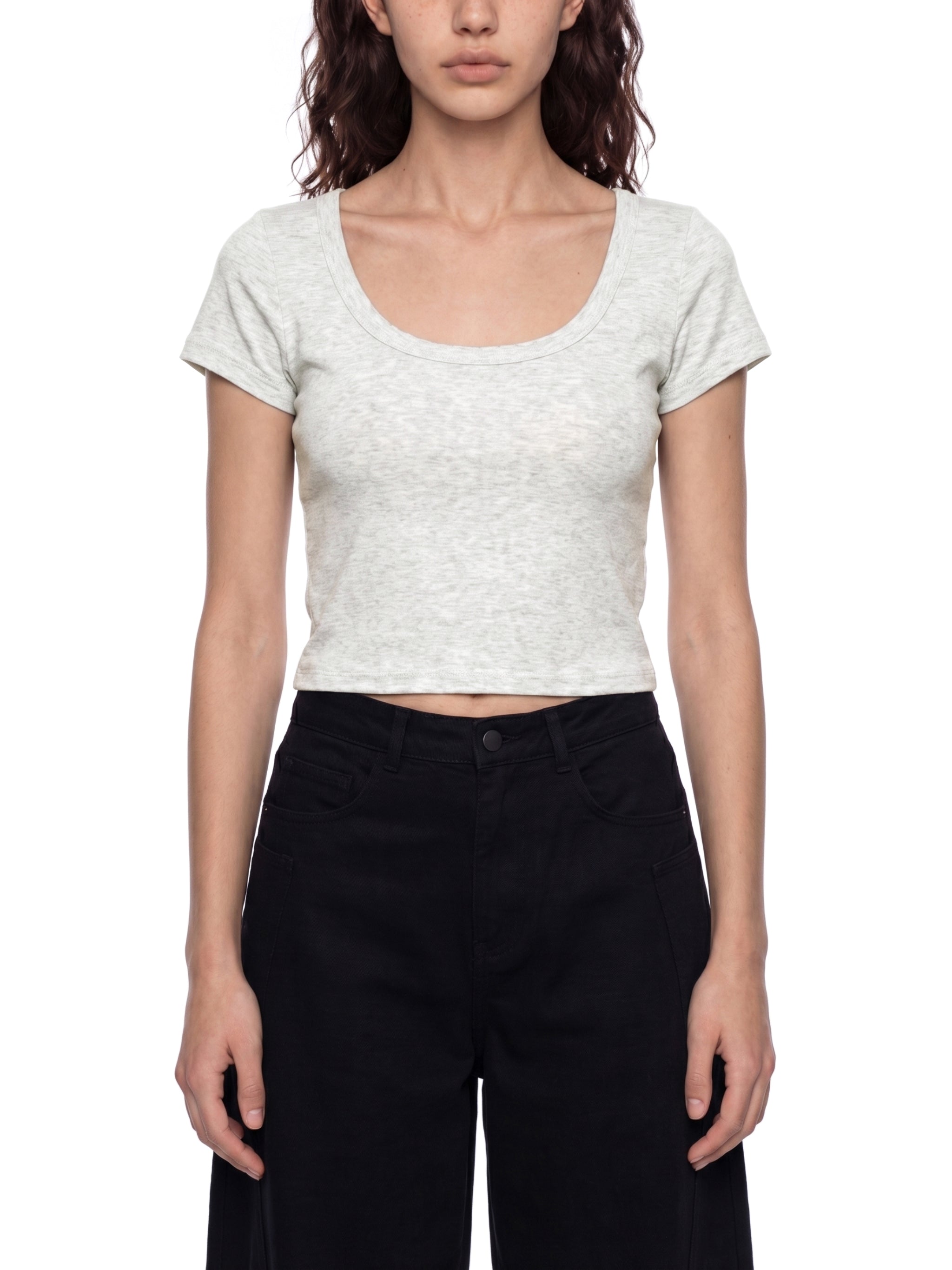 Women's Solid Color Slim Crop T-Shirt – Fitted Everyday Essential Crop Top