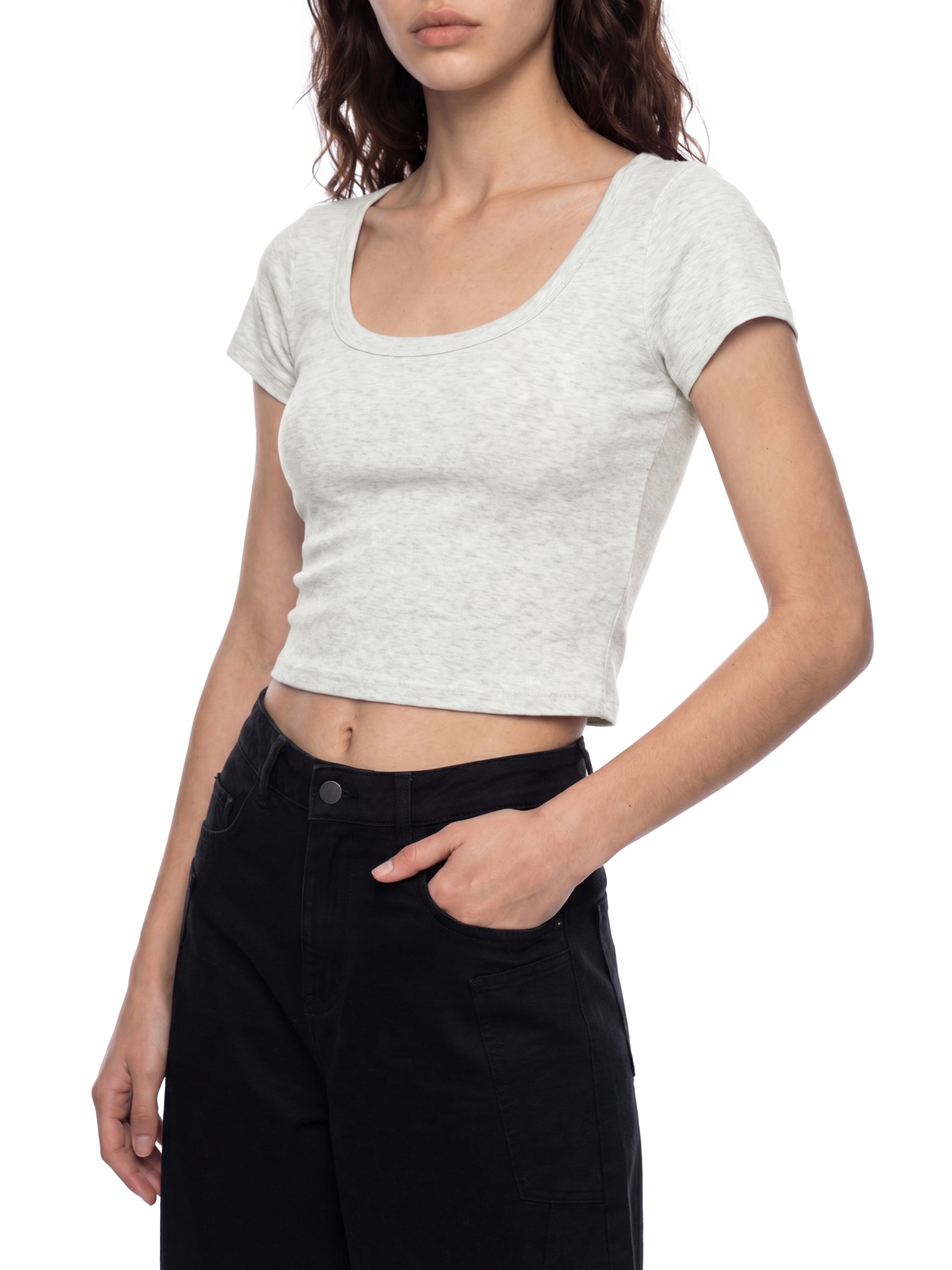 Women's Solid Color Slim Crop T-Shirt – Fitted Everyday Essential Crop Top