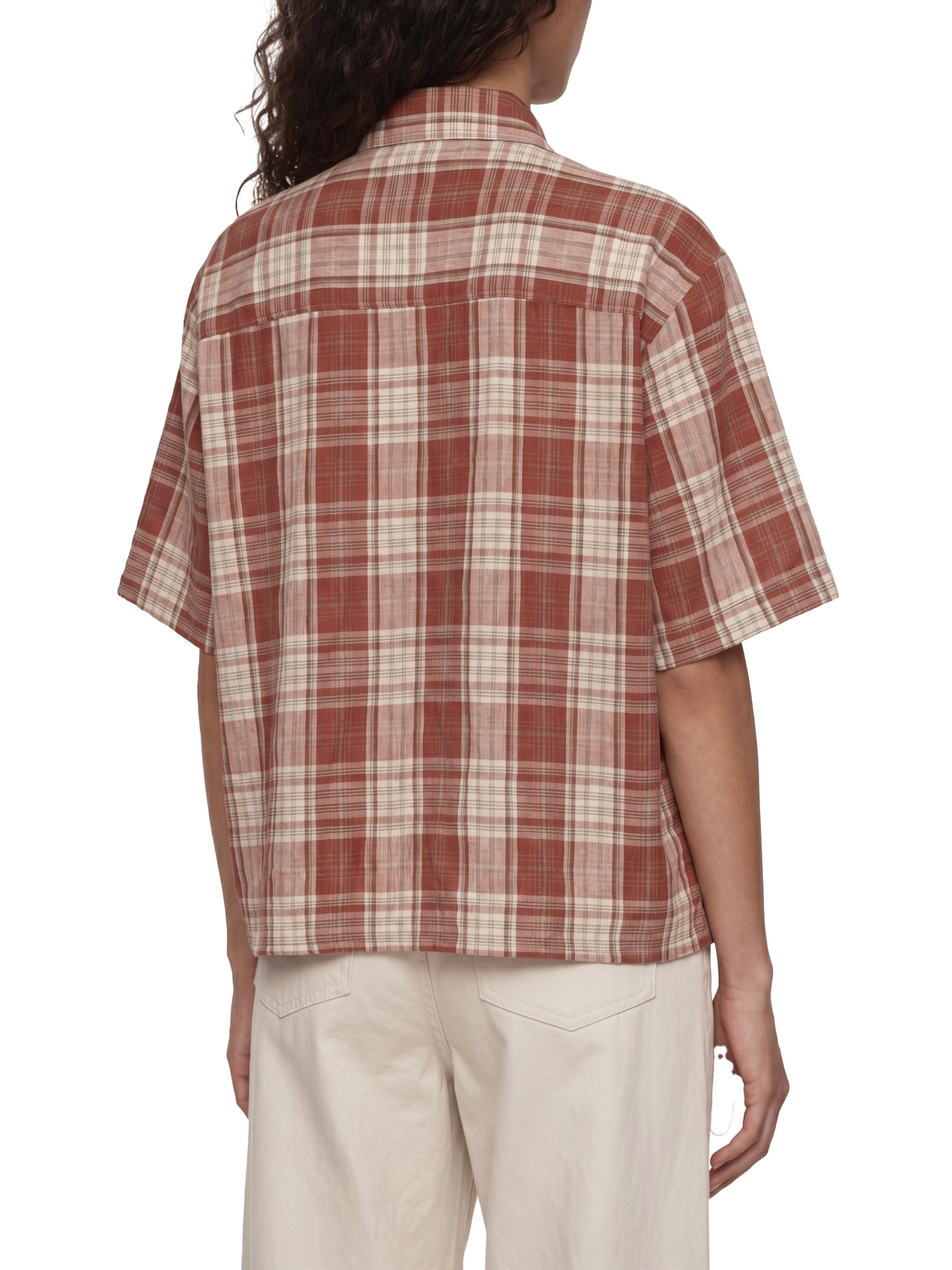 Unisex Plaid Boxy Short Sleeve Shirt – Oversized Casual Button-Up Shirt