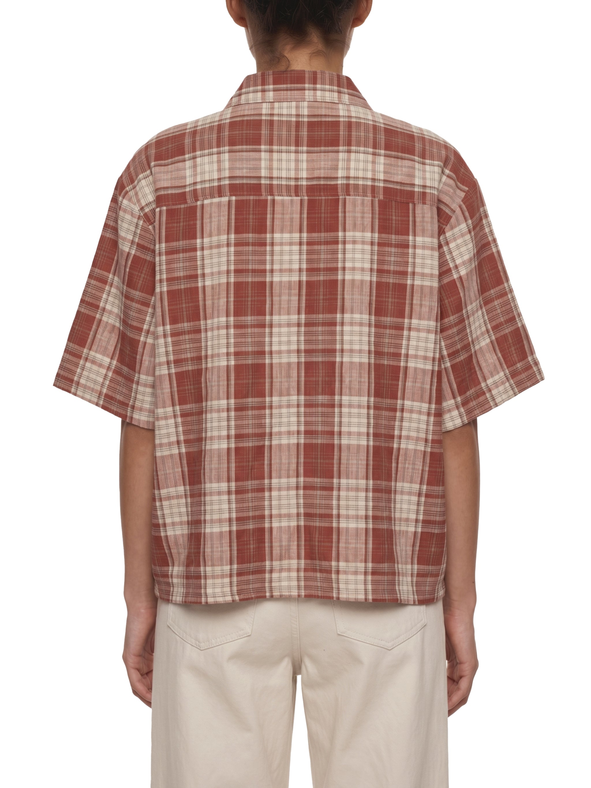 Unisex Plaid Boxy Short Sleeve Shirt – Oversized Casual Button-Up Shirt