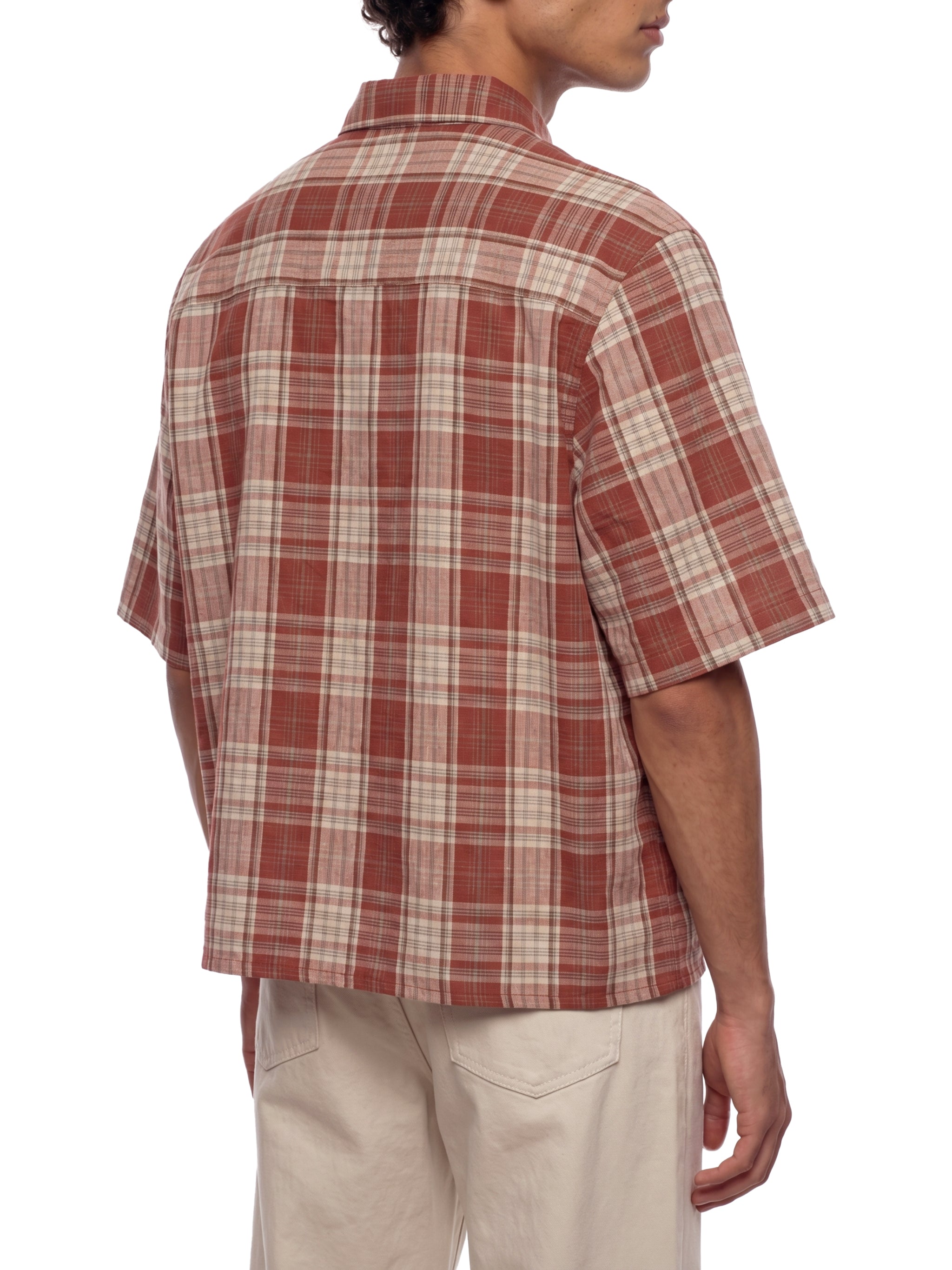 Unisex Plaid Boxy Short Sleeve Shirt – Oversized Casual Button-Up Shirt