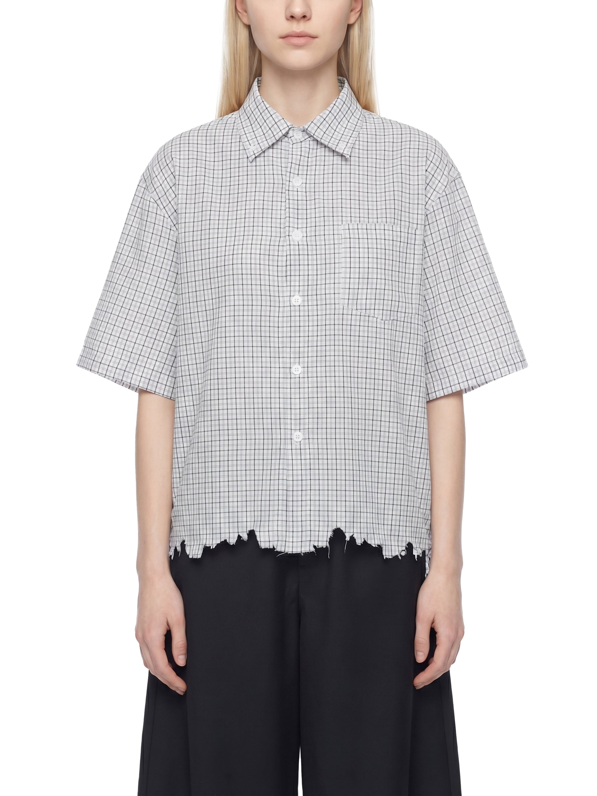 Unisex Distressed Plaid Boxy Shirt – Oversized Vintage Streetwear Flannel
