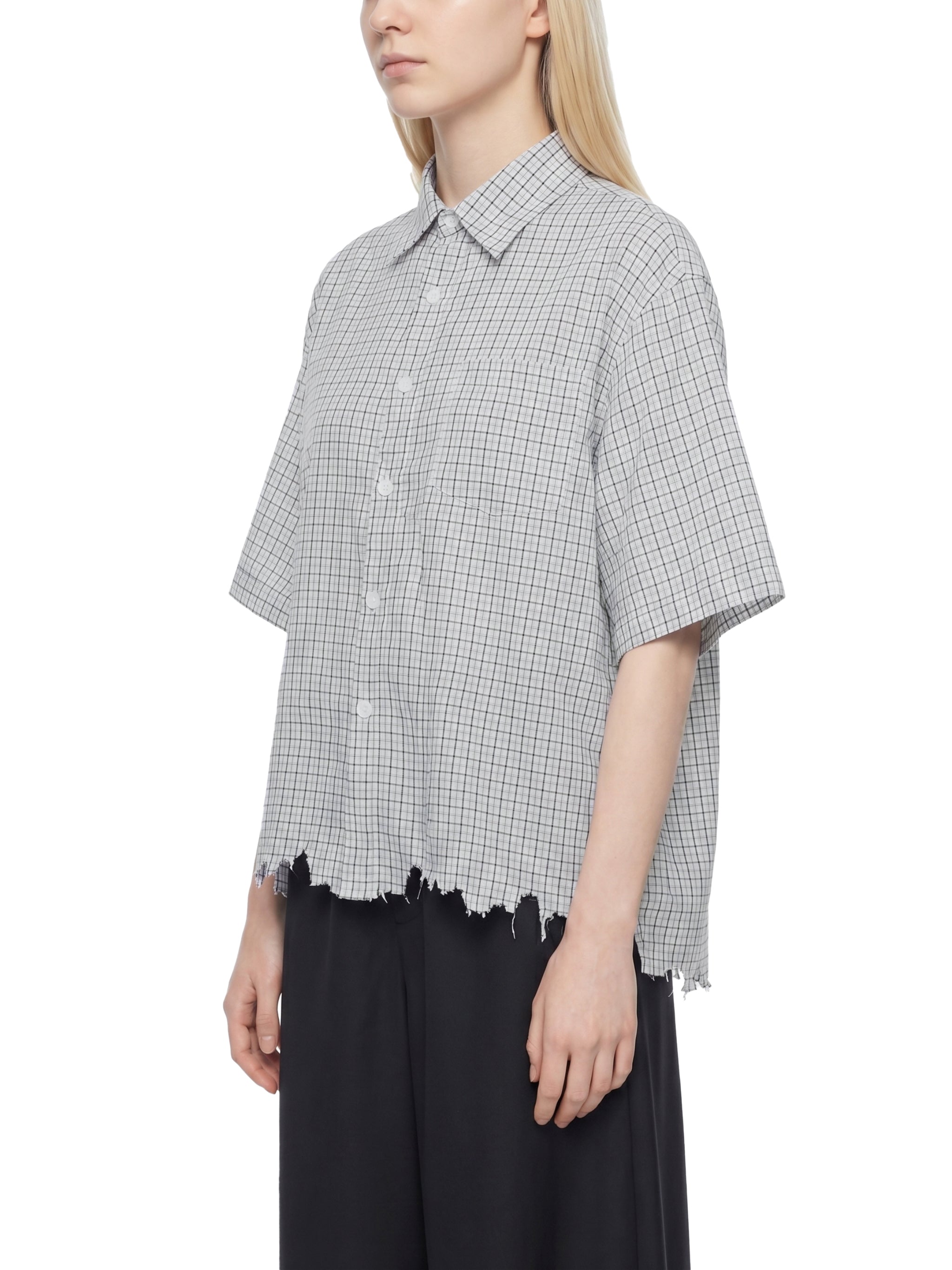 Unisex Distressed Plaid Boxy Shirt – Oversized Vintage Streetwear Flannel