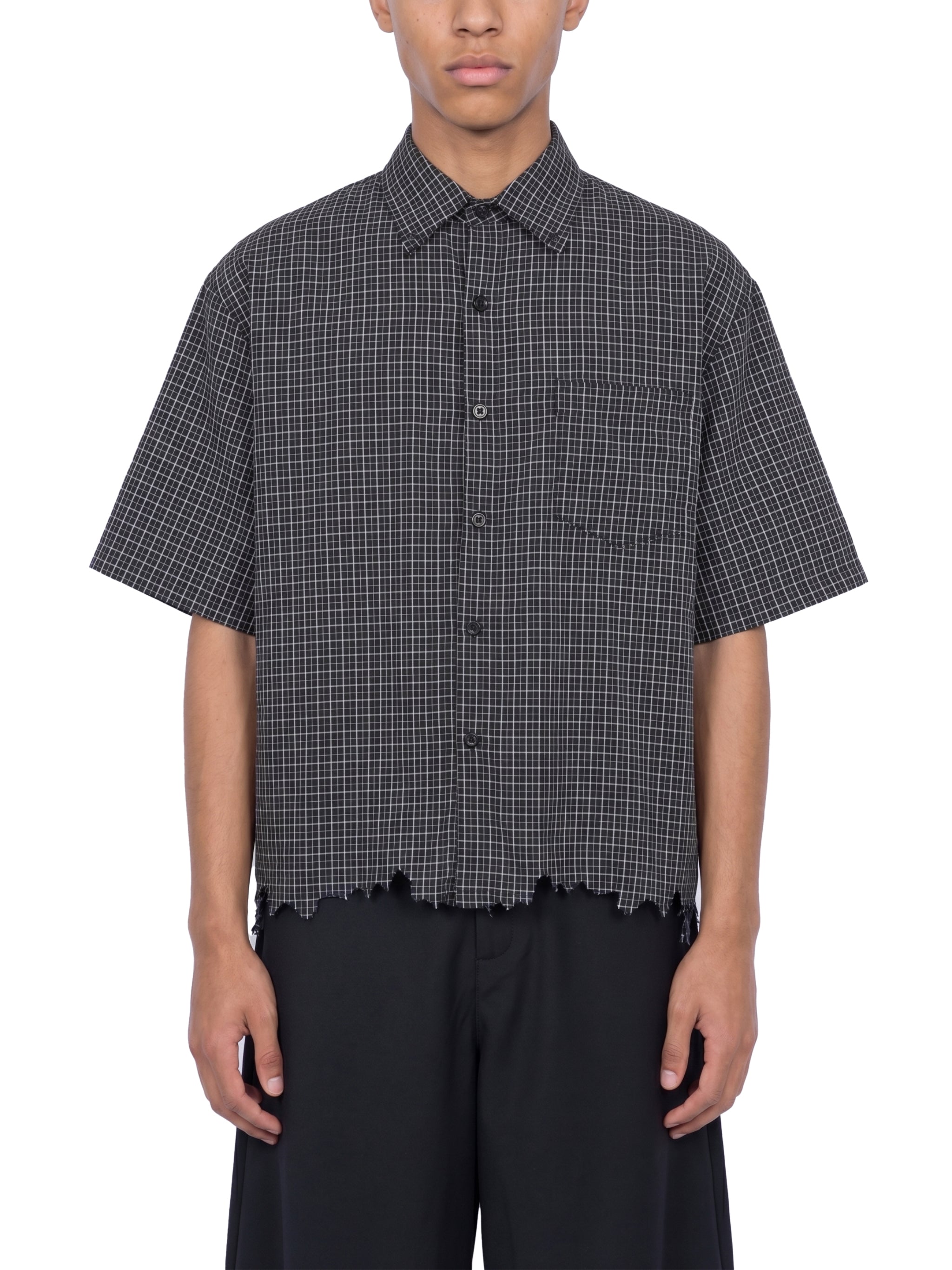 Unisex Distressed Plaid Boxy Shirt – Oversized Vintage Streetwear Flannel