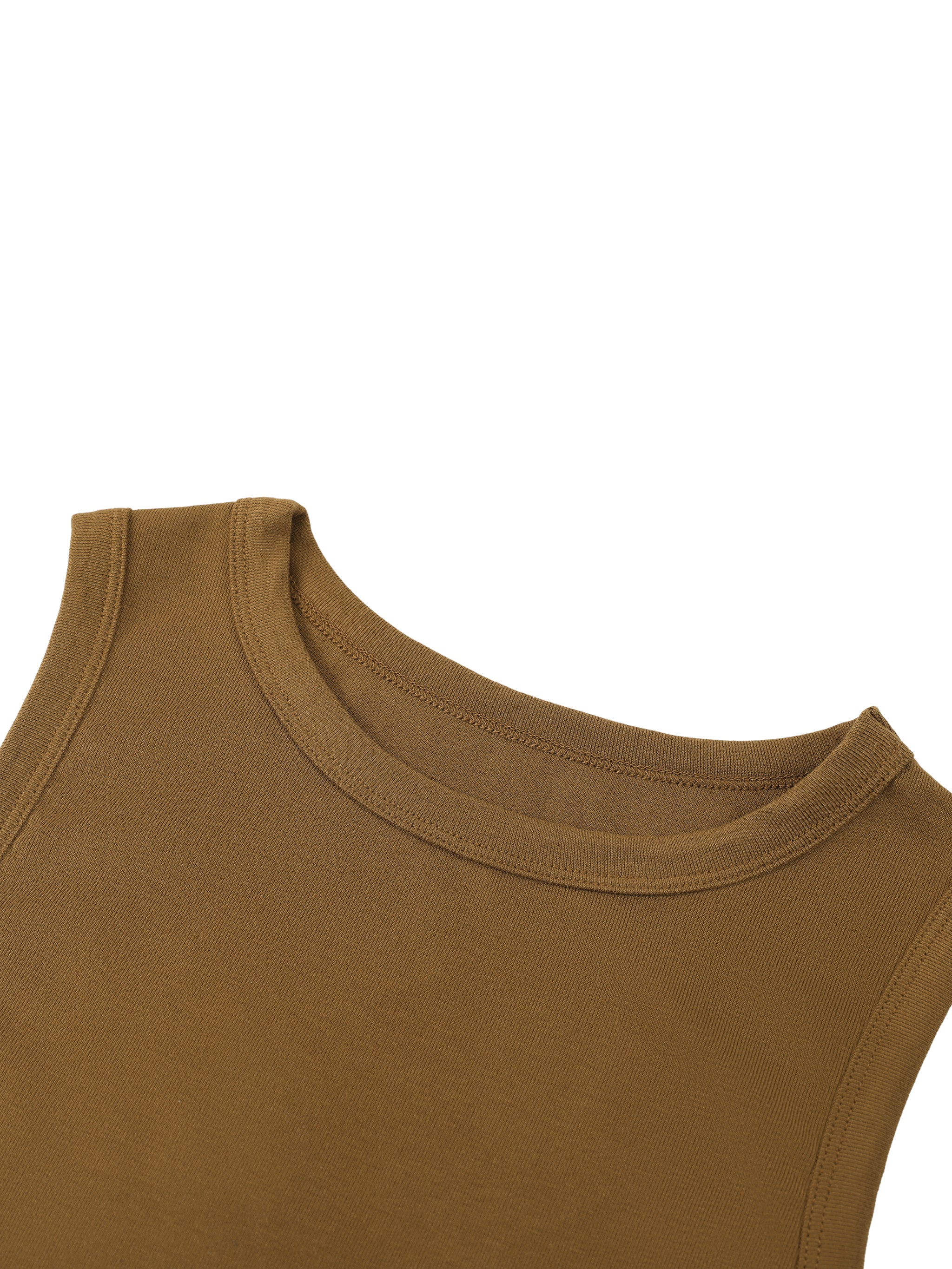 Women's Tight Crew Neck Crop Tank Top – Slim Fit Essential Sleeveless Top