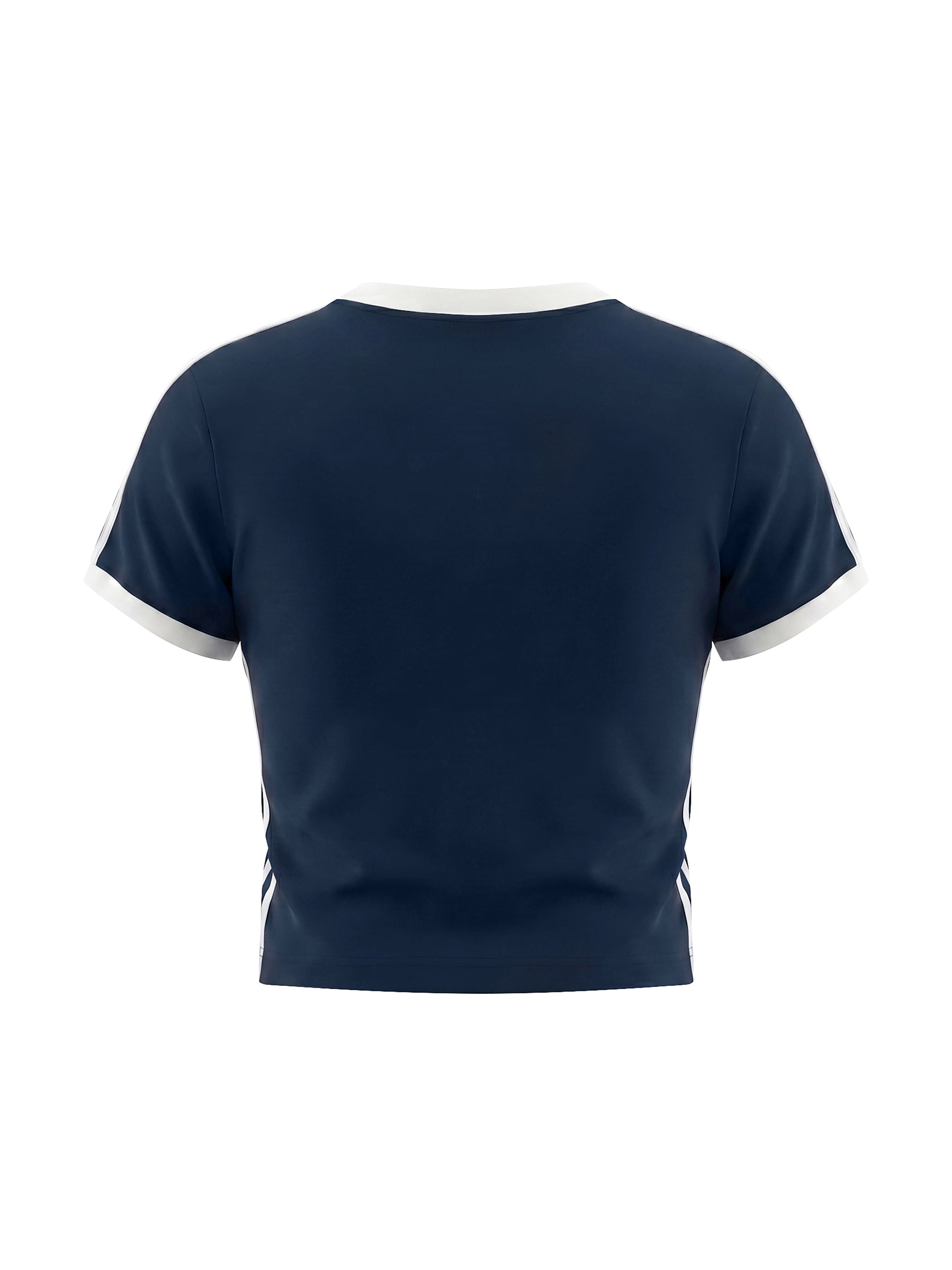 Women's Retro Binding V-Neck Crop T-Shirt – Slim Fit Vintage Crop Top