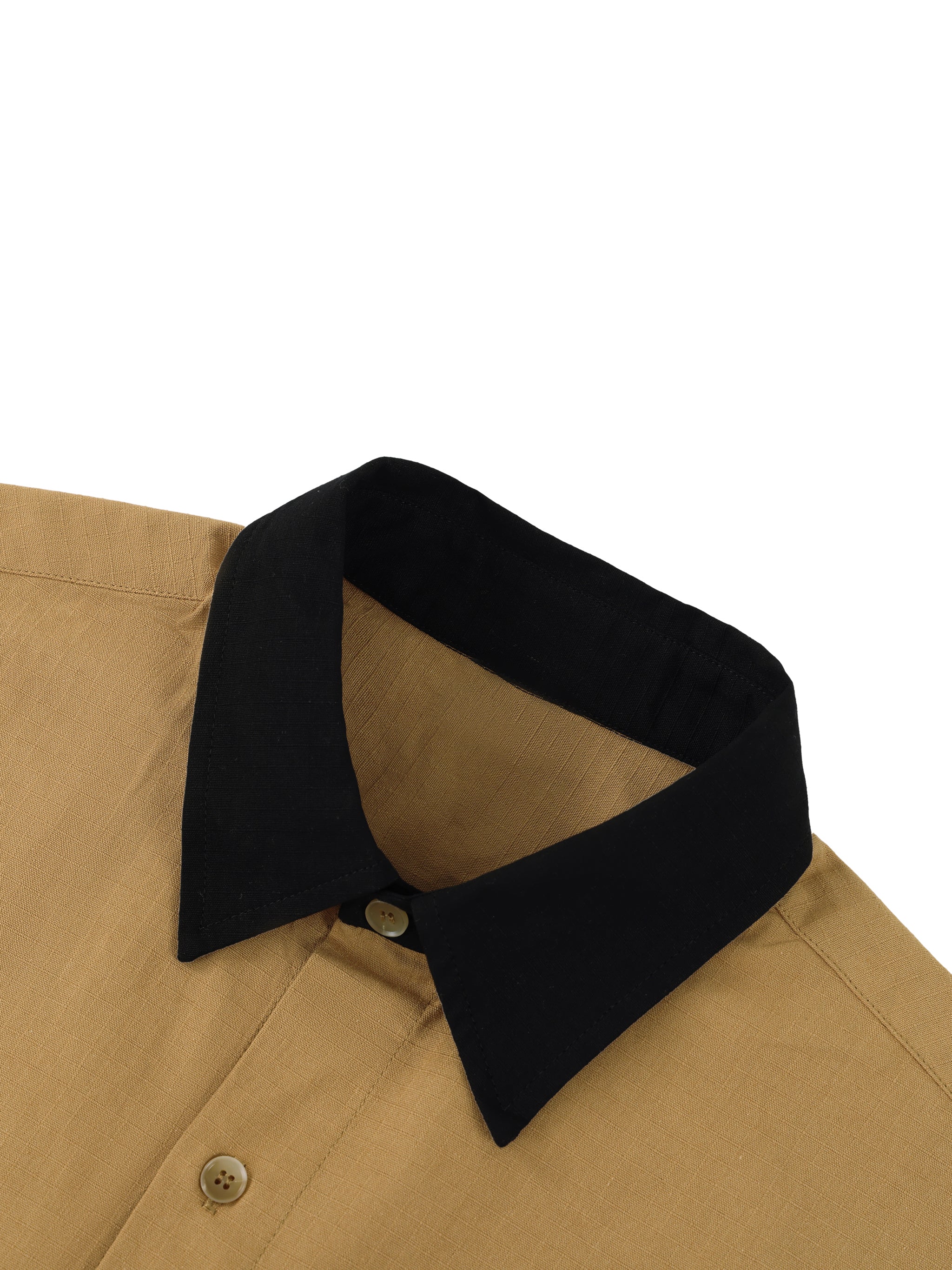 Unisex Color Block Short Sleeve Shirt – Relaxed Fit Casual Button-Up