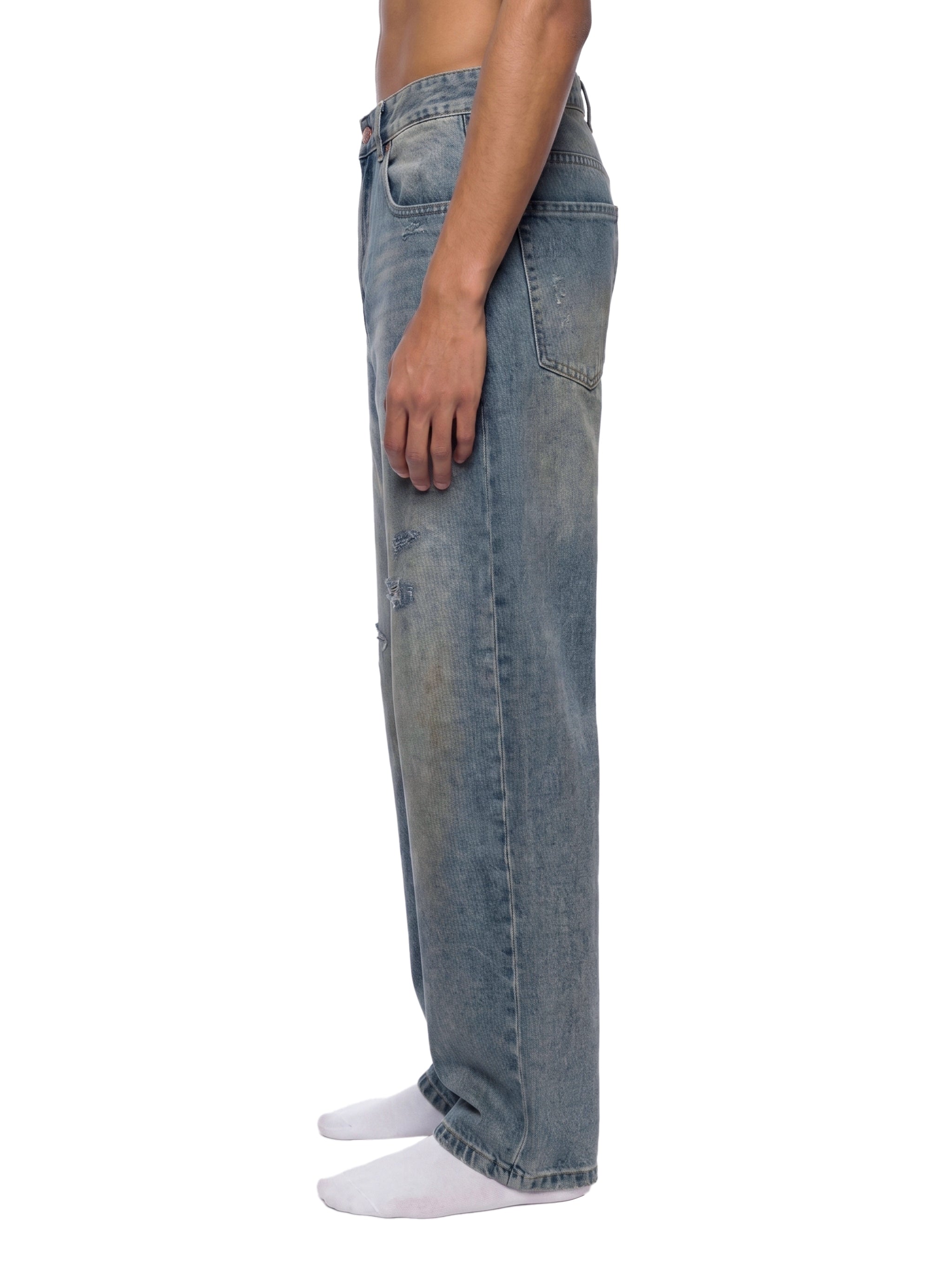Men's Distressed Barrel Leg Jeans – Relaxed Fit Premium Denim Pants