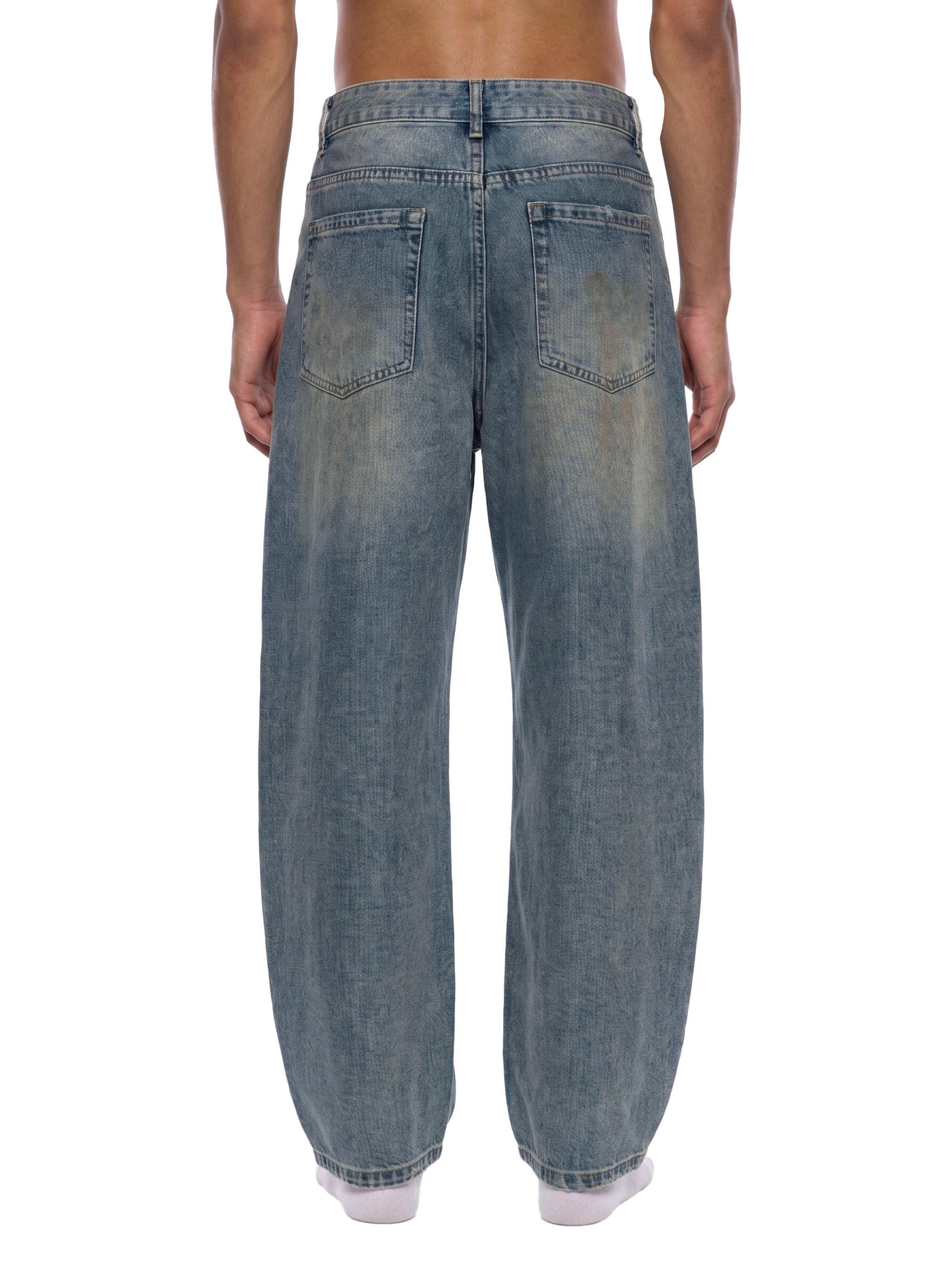 Men's Distressed Barrel Leg Jeans – Relaxed Fit Premium Denim Pants