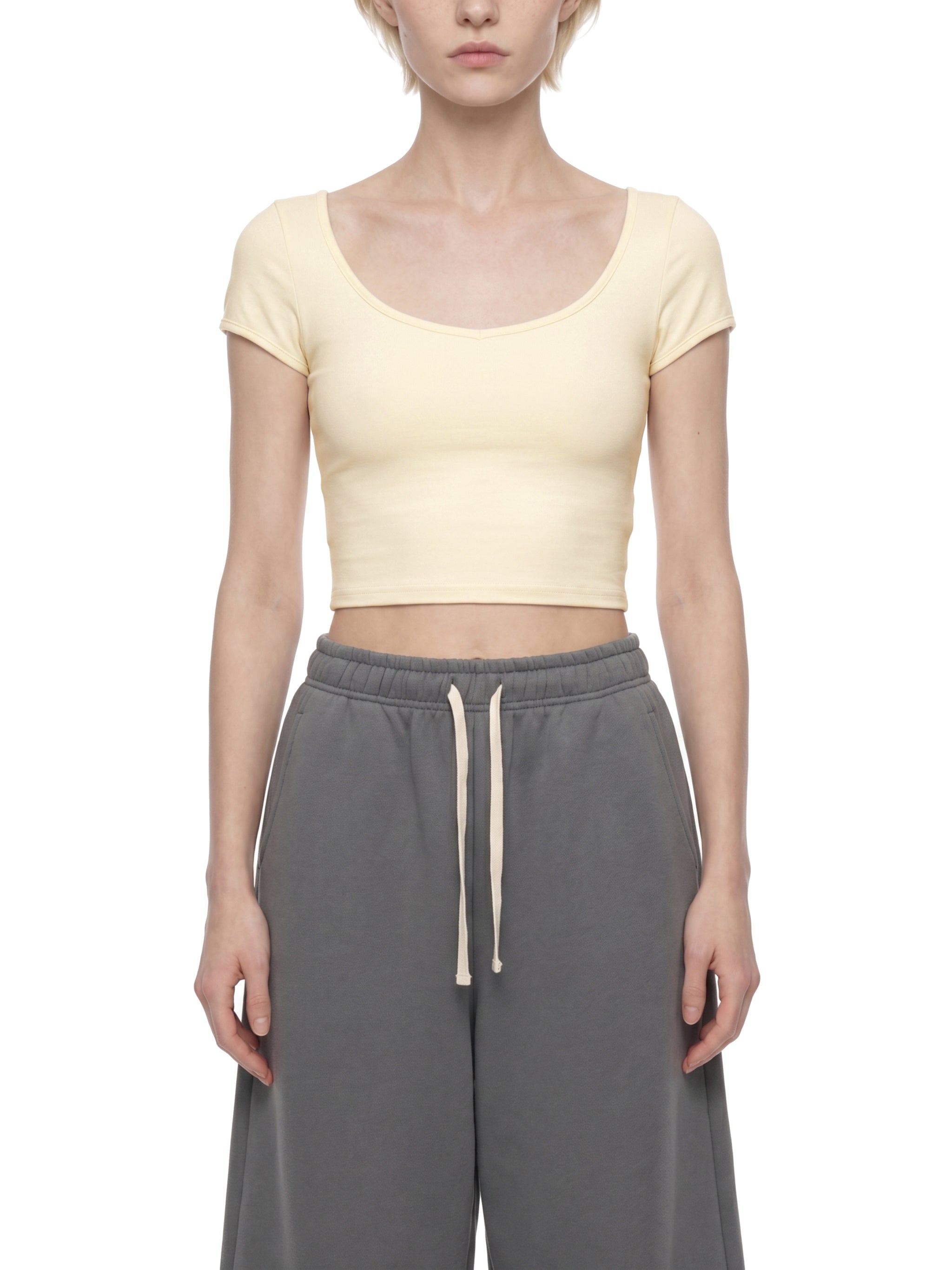Women's Slim Cap Sleeve Crop T-Shirt – Fitted Everyday Essential Top