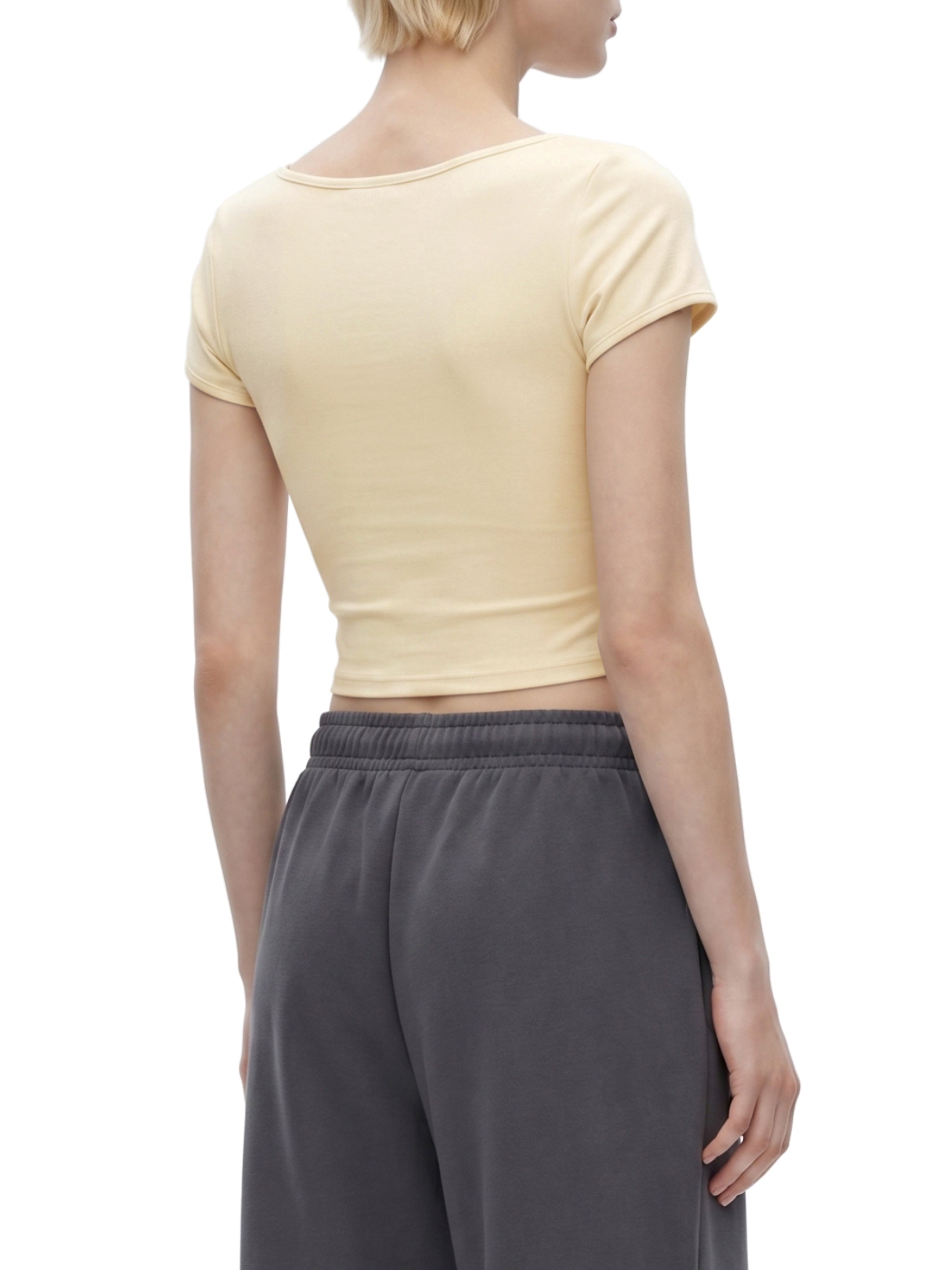 Women's Slim Cap Sleeve Crop T-Shirt – Fitted Everyday Essential Top