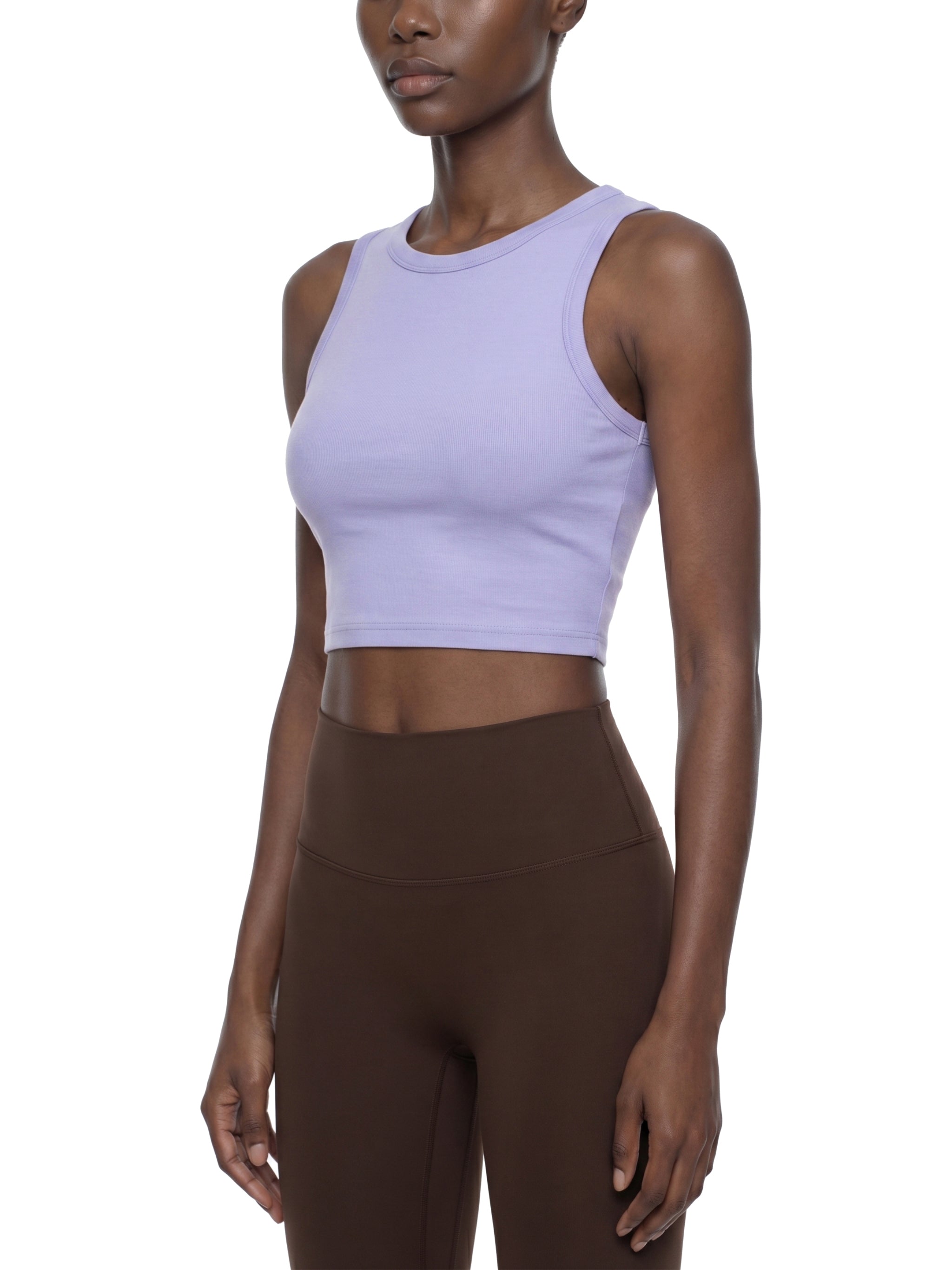 Women's Tight Crew Neck Crop Tank Top – Slim Fit Essential Sleeveless Top